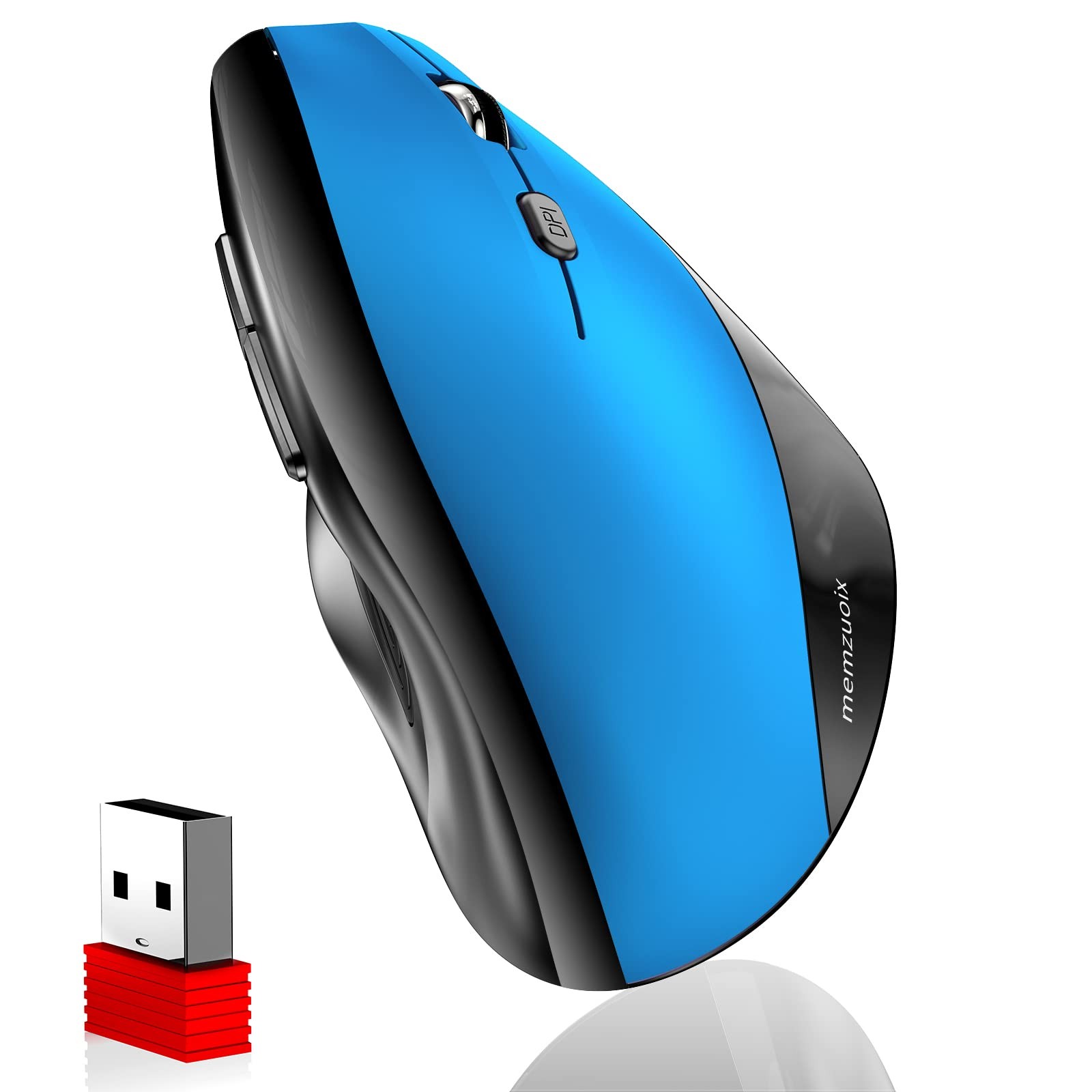 memzuoix Ergonomic Vertical Wireless Mouse - 2.4G Optical Large, Blue