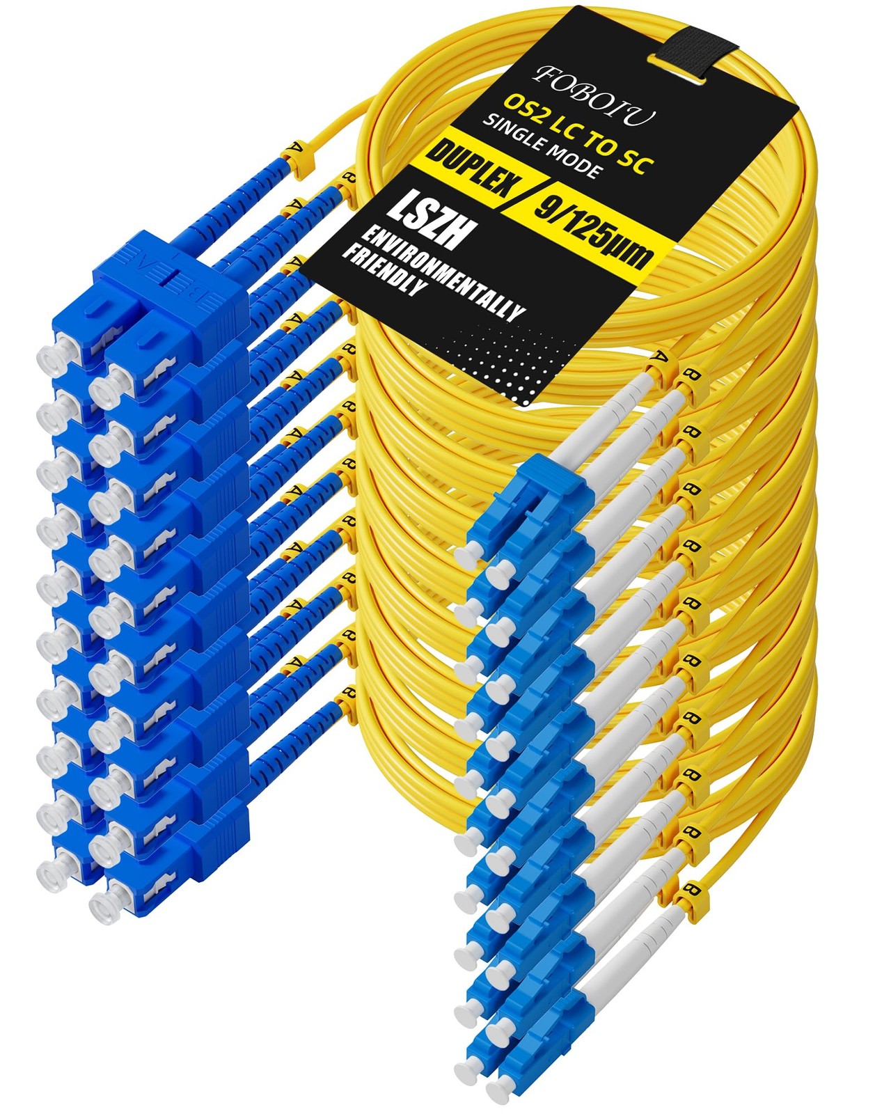 Foboiu 10 Pack OS2 SC to LC Fiber Patch Cable,2m/6.6ft, Single Mode Duplex