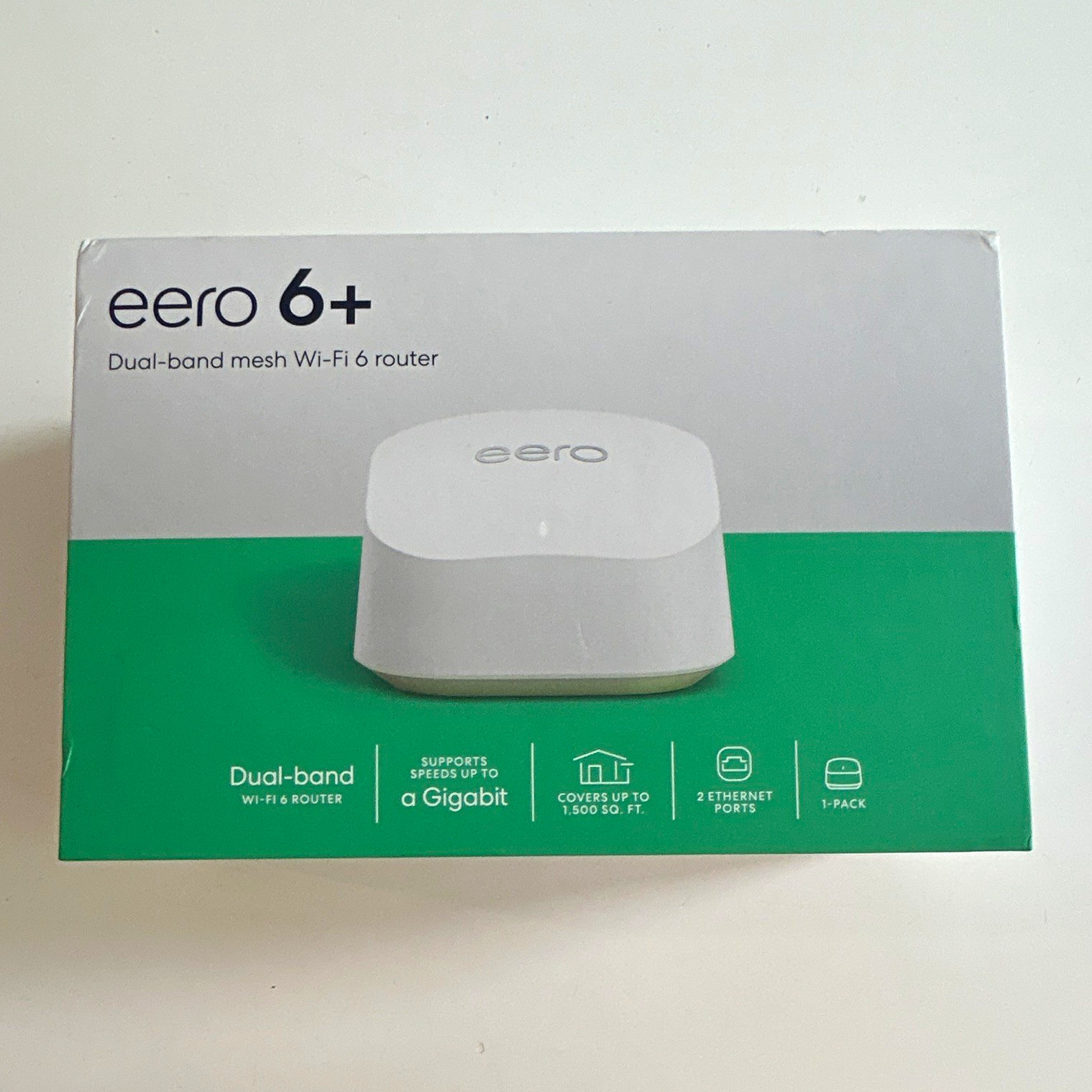 eero eero 6+ Mesh Dual-Band Wi‑Fi 6 Router, White, 2 Ethernet Ports