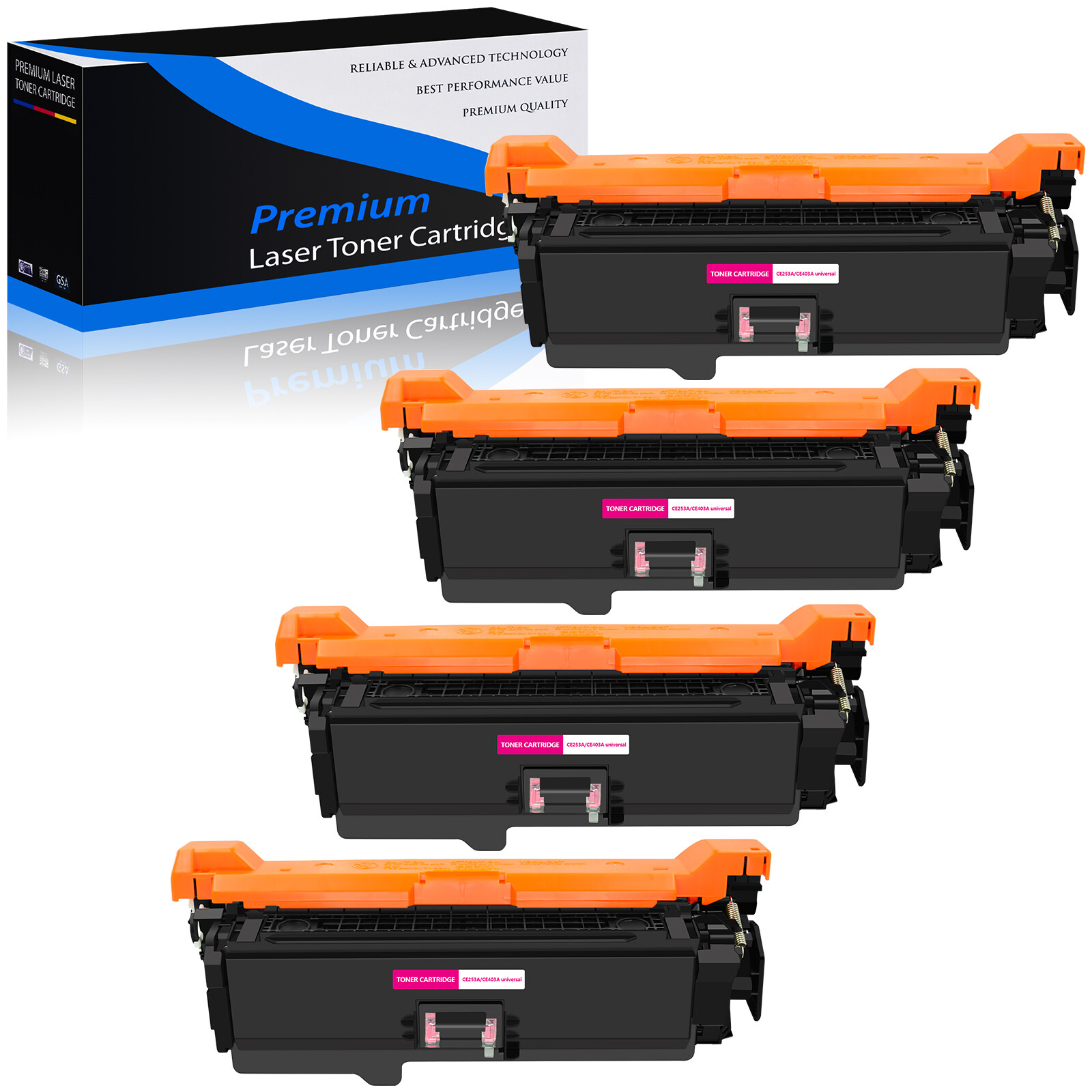 4PK CE253A 504A Magenta Toner Cartridge for HP Color LaserJet CP3520 CM3530fs