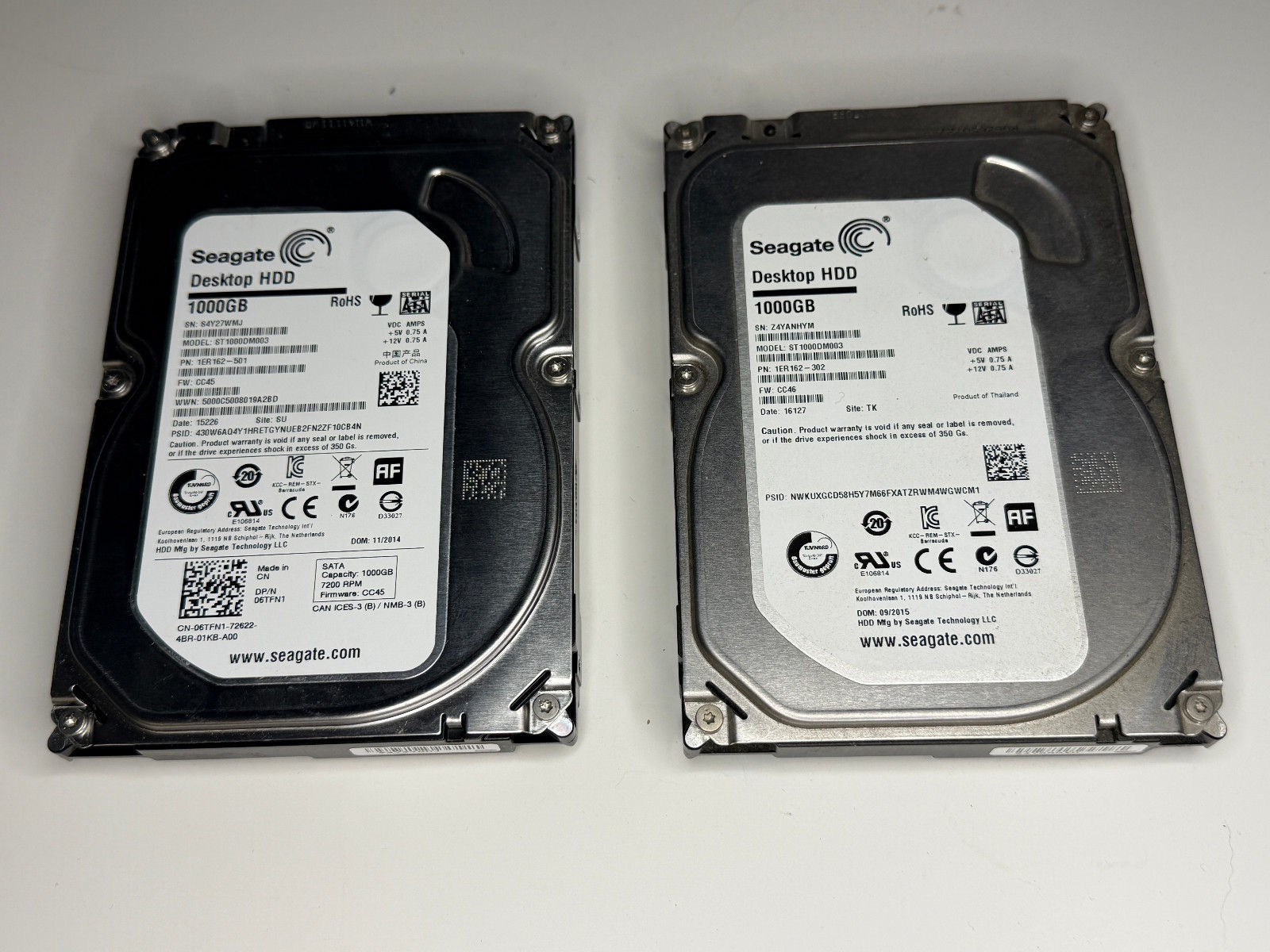 Two Seagate Desktop Hard Drive HDD ST1000DM003 1TB 3.5" SATA 7200RPM 64MB Cache