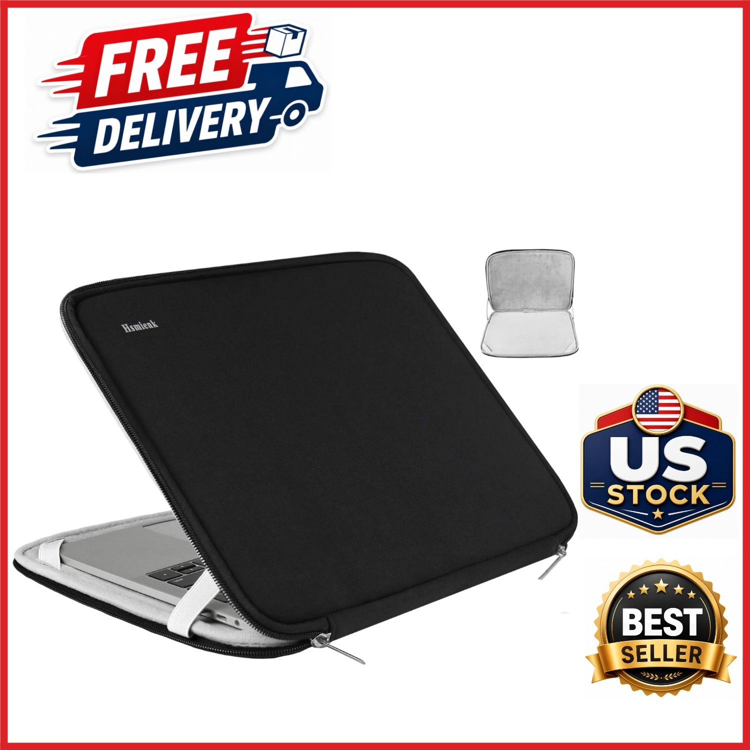 Stylish Black Laptop Sleeve for 15.6 Inch Computers with Padded Protection