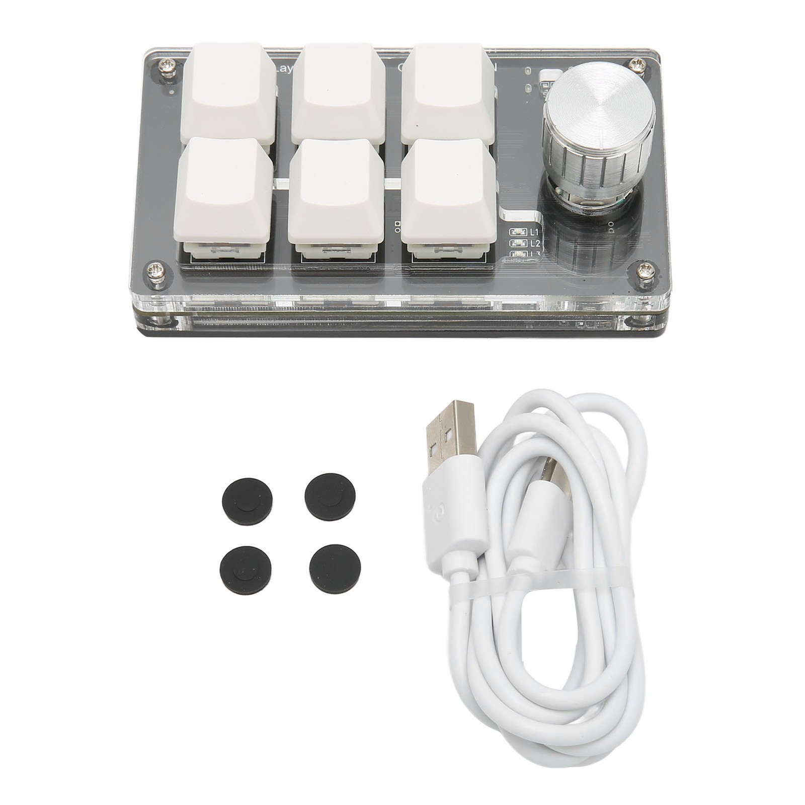 6 Key Mini Keypad With Knob Blue Switch Wired USB Wireless Bluetooth Dual M NTAA