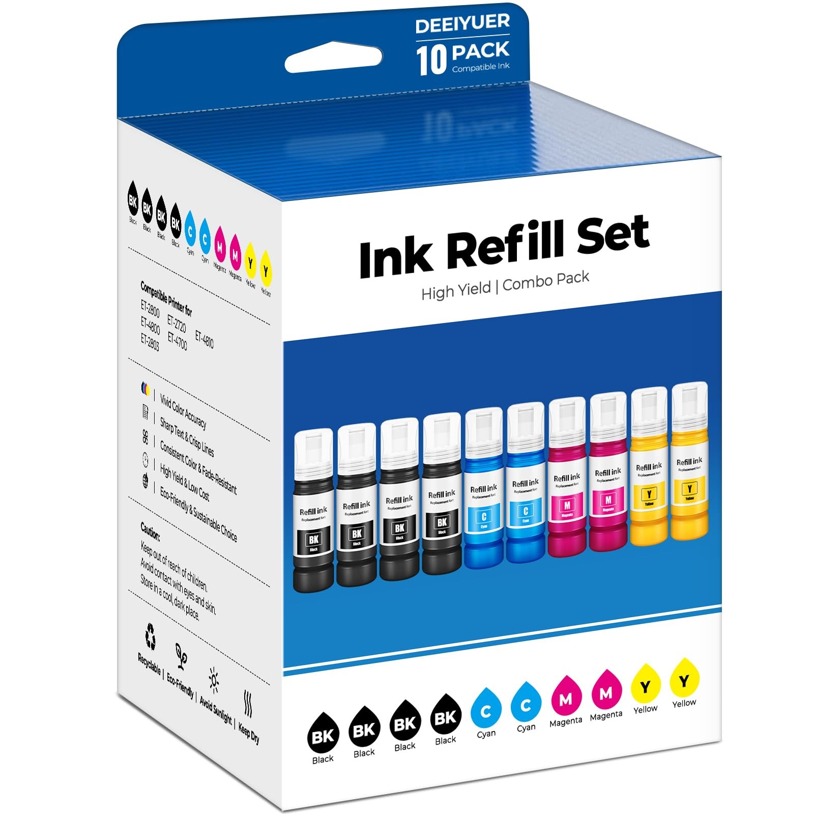 Ink Refill Bottles for ET-2803 ET-2903 ET-2410 Compatible