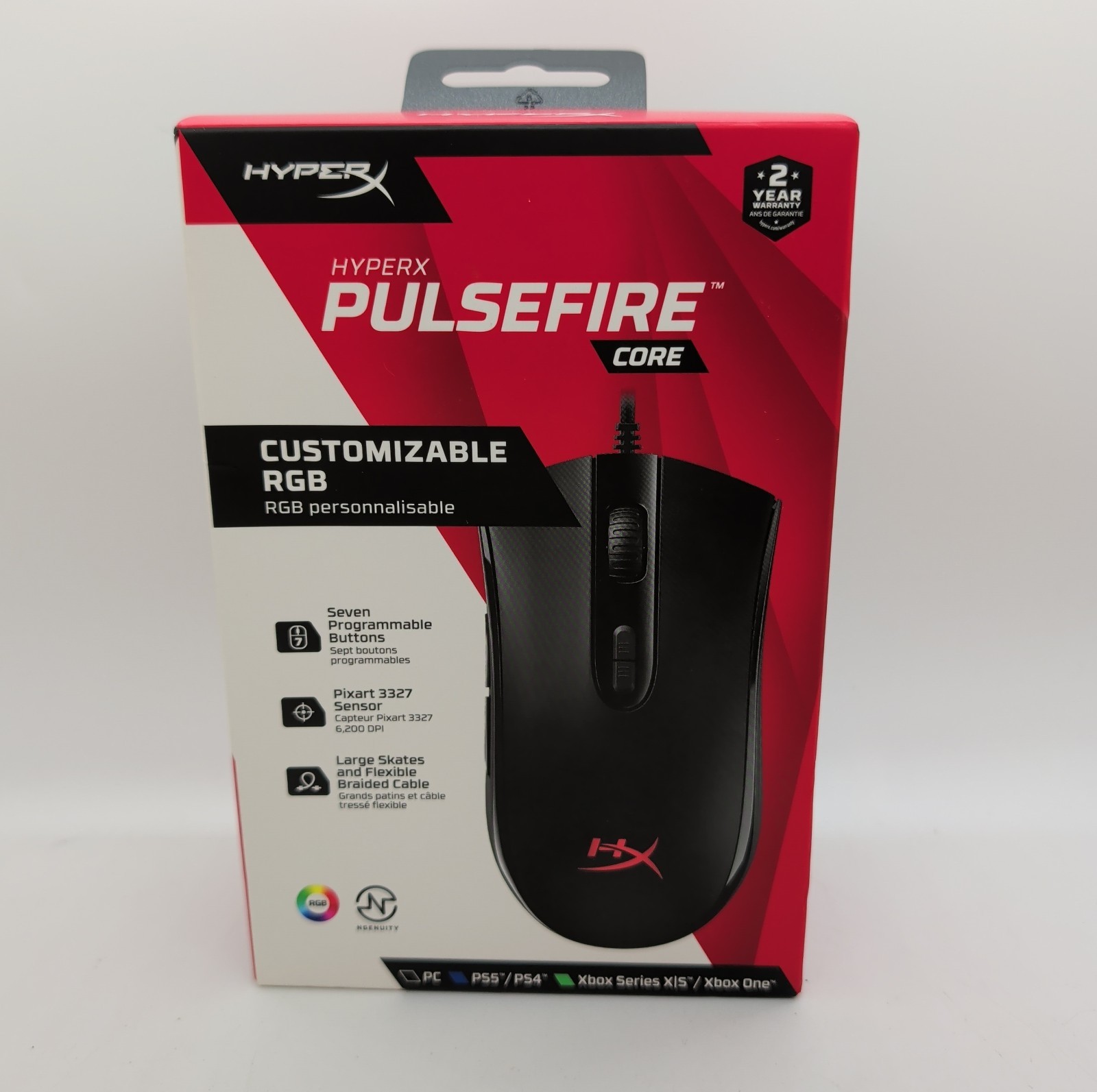 HyperX Pulsefire Core RGB Wired Gaming Mouse 6200 DPI PC PS5 Xbox - New