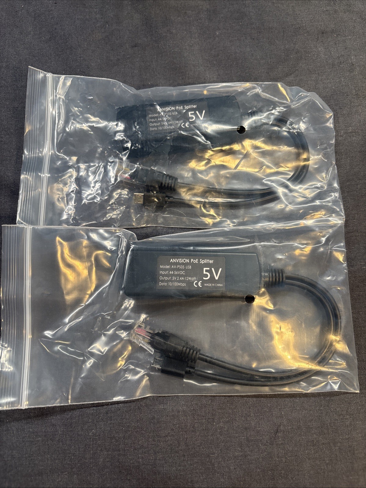 New ANVISION 2-Pack 5V PoE Splitter, 48V to 5V 2.4A, 