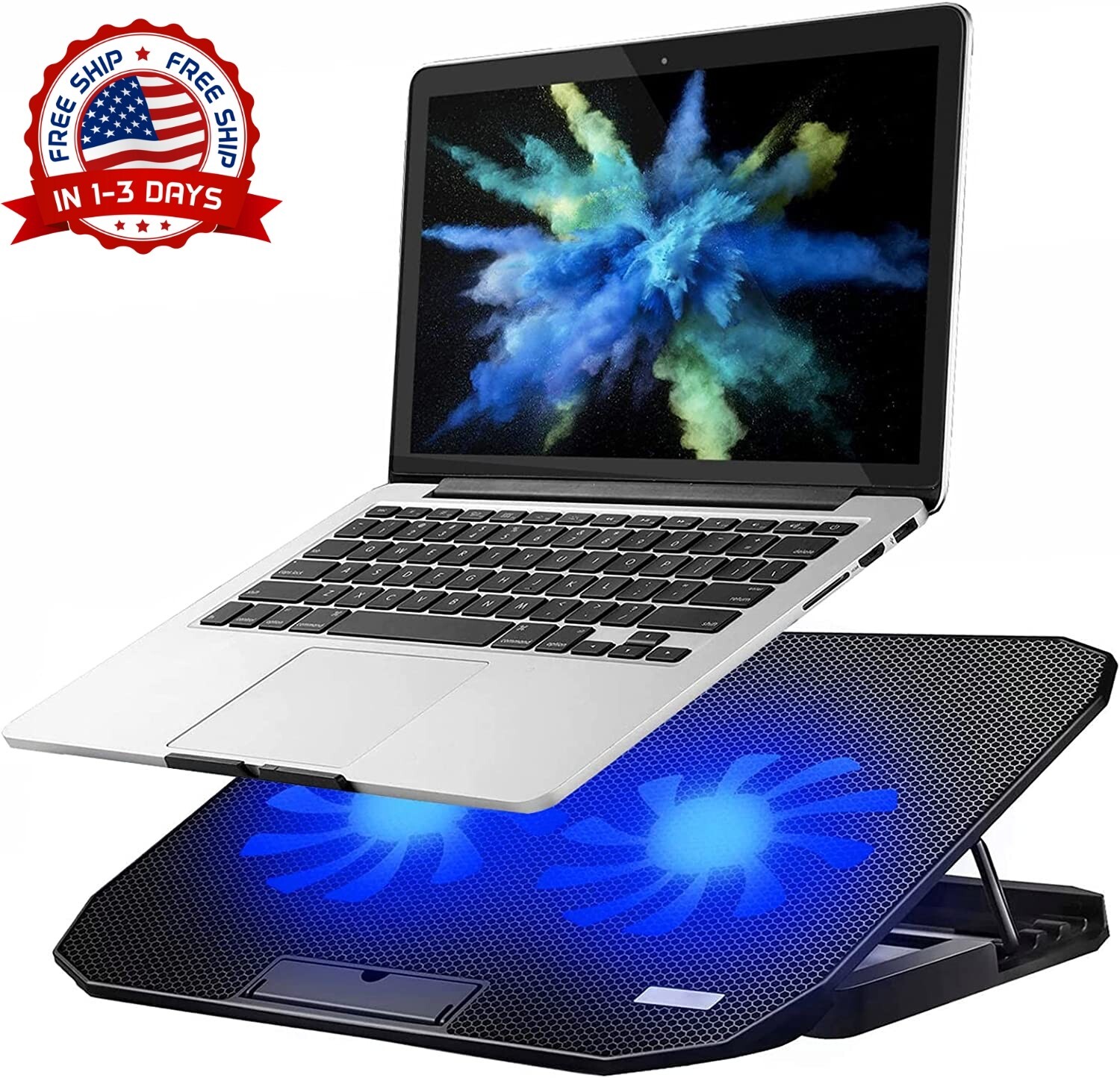 Enfriador de laptop base enfriadora ventilador portátil 2 ventiladores sin ruido