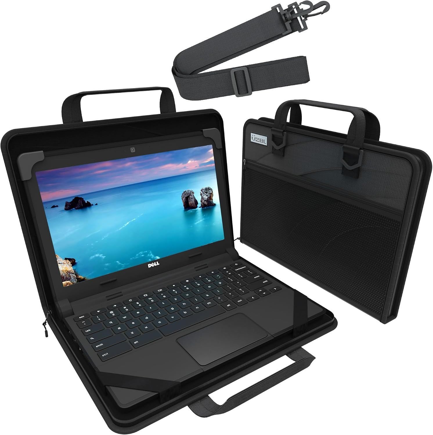 13-14 Inch Zip Lite Always-on Chromebook Protective Hard Case with Pouch & Strap