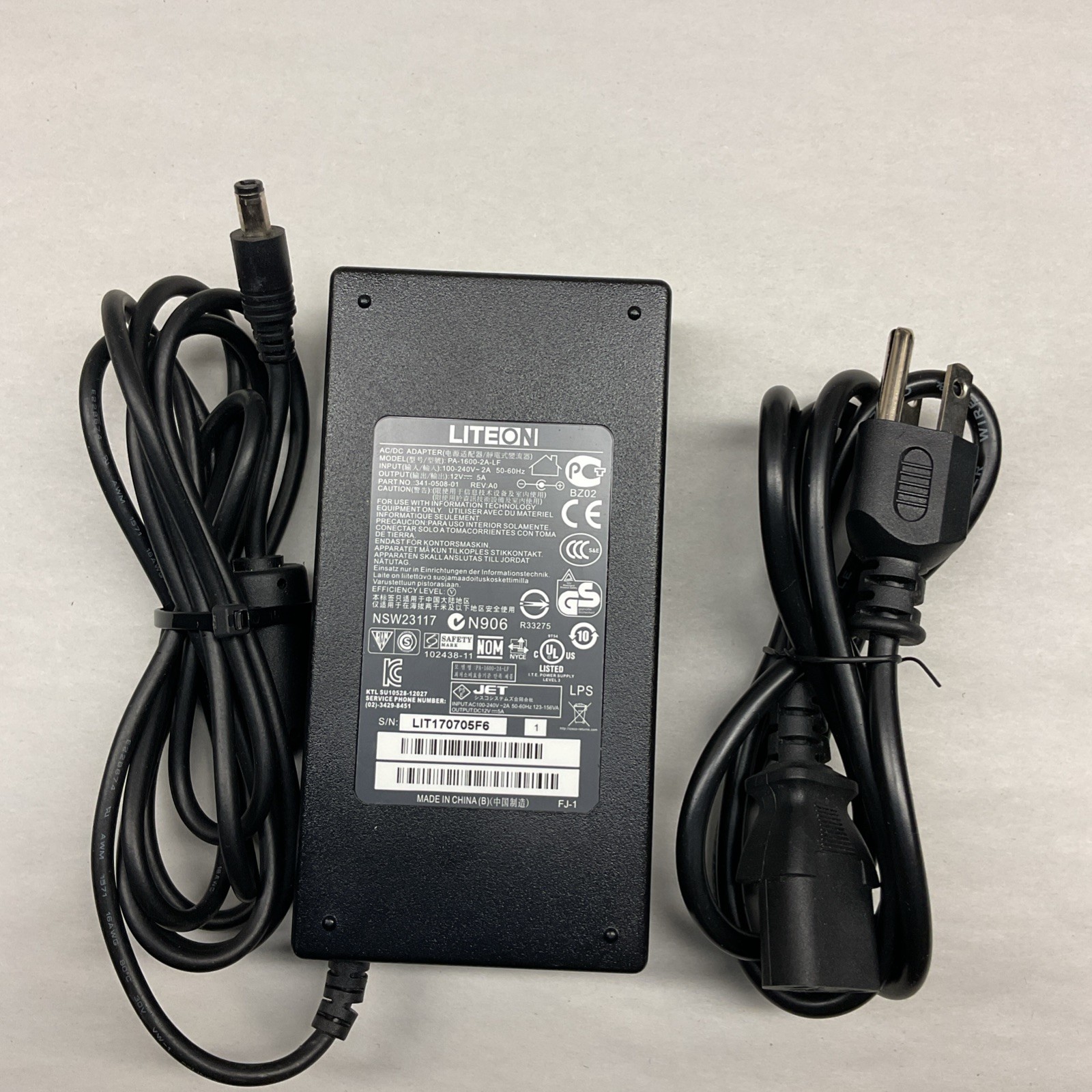Liteon 12V 5A Ac Adapter PA-1600-2A-LF Charger 5.5mm 341-0231-03 Power Supply