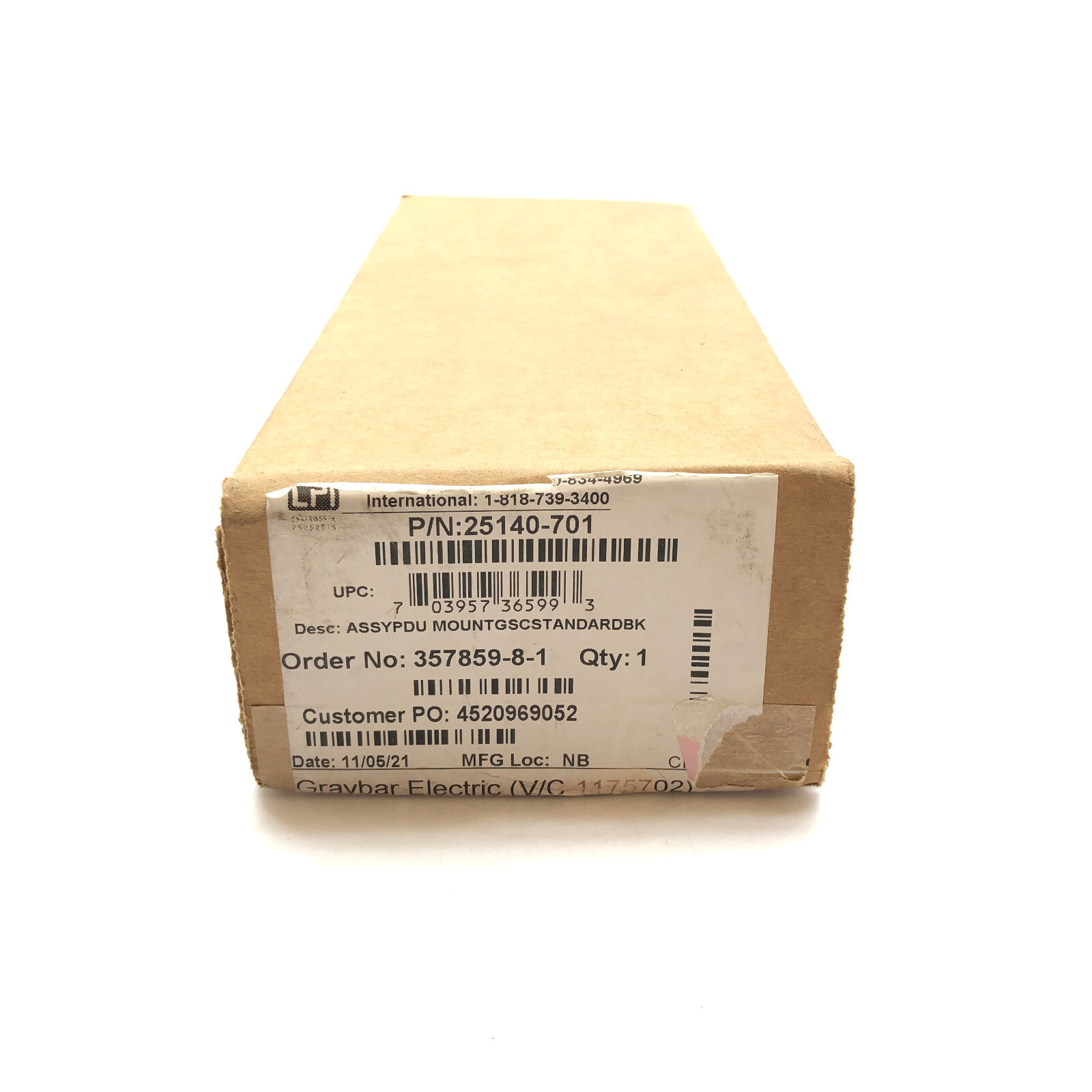 Chatsworth Standard PDU Bracket 25140-701 Black for 2.0" W 51mm CPI Vertical PDU