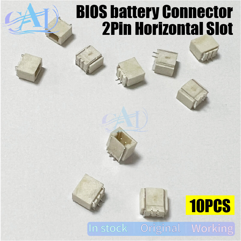 10PCS Laptop CMOS Battery Connector RTC BIOS Battery Slot Horizontal 2pin Slot