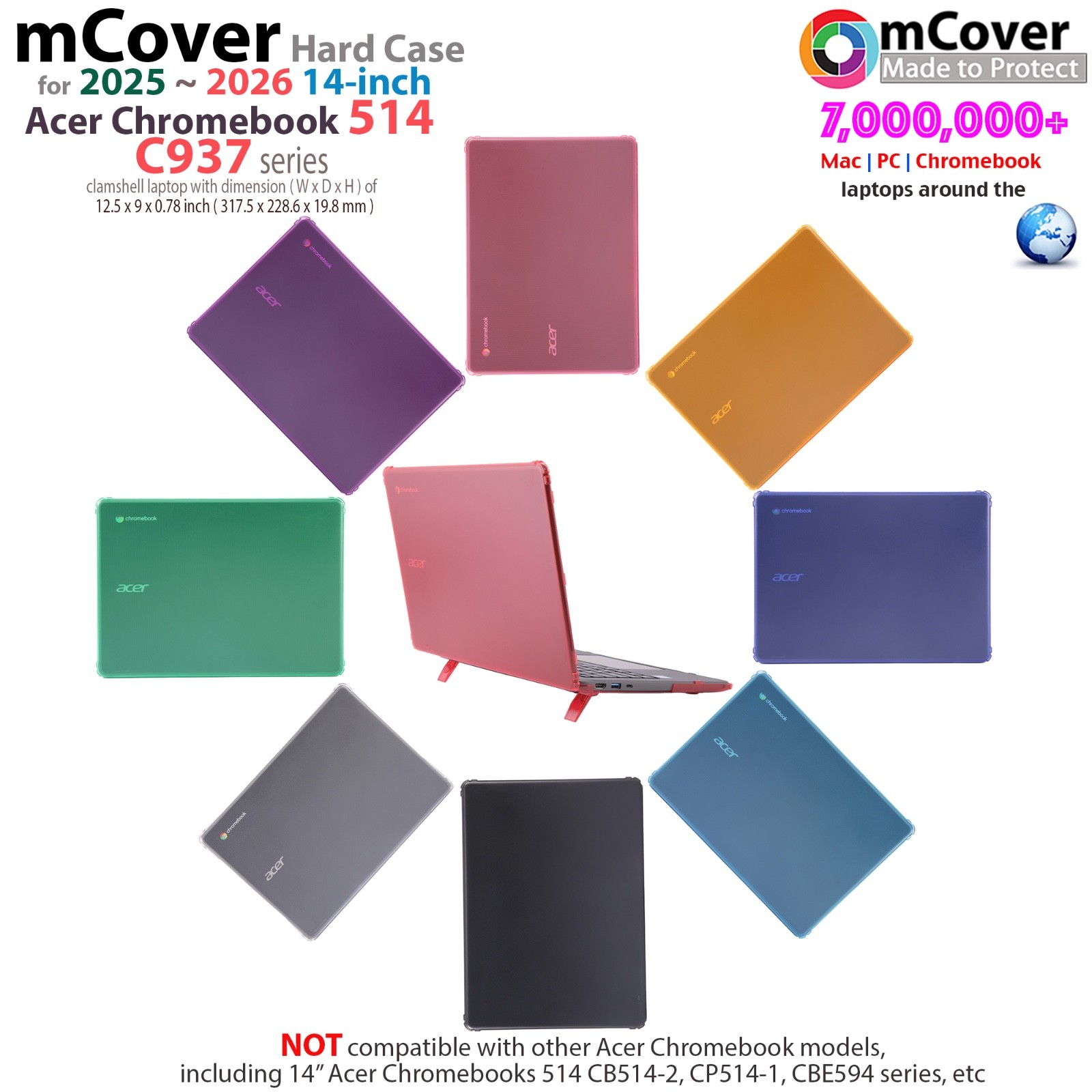 NEW mCover Case for 2025+ 14" Acer Chromebook 514 C937 series Clamshell aptop PC