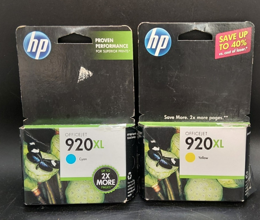 New HP 920XL Color Ink Cartridges Cyan, Yellow OEM Lot Bundle Toner