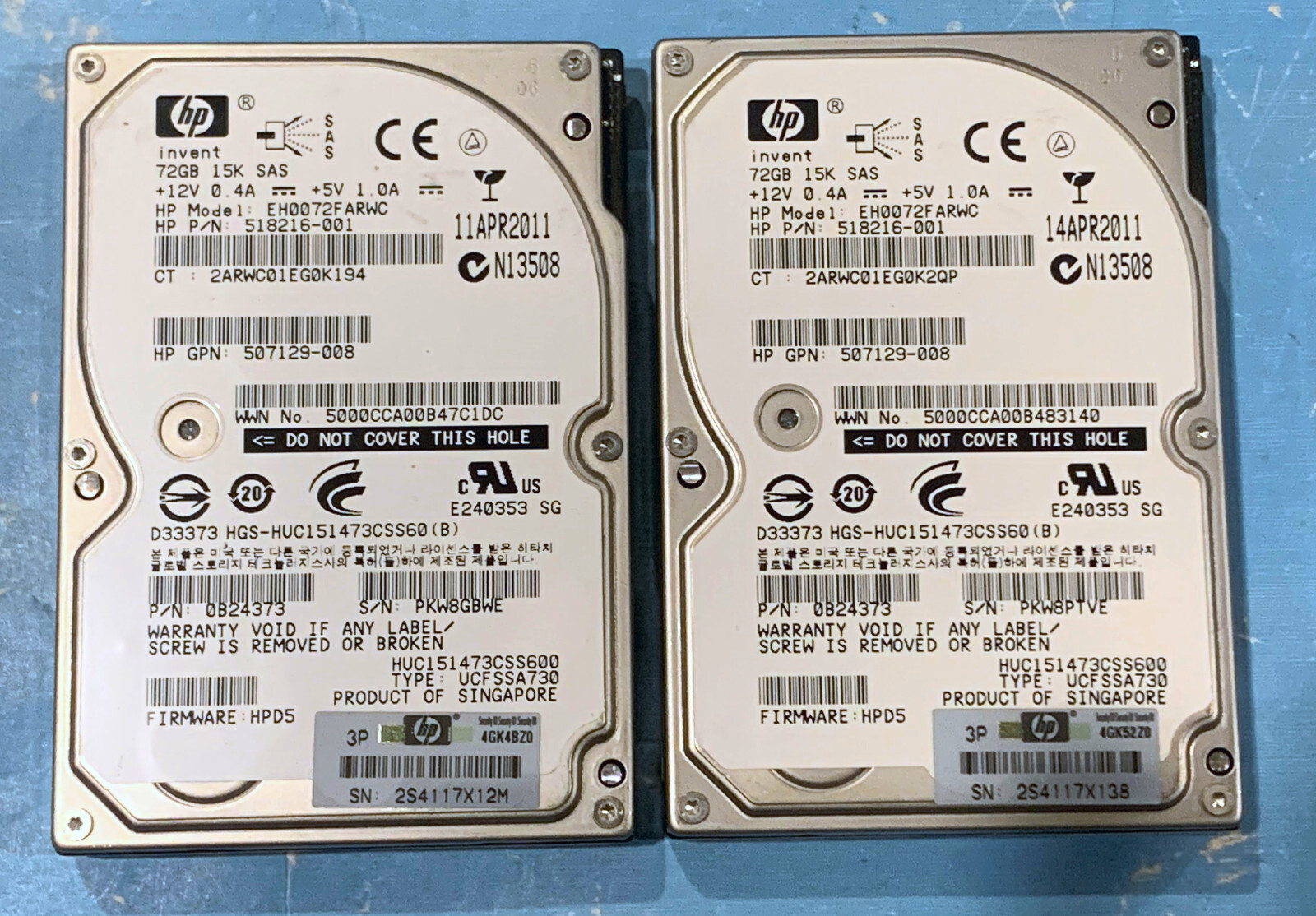 2PK HP 518216-001 72GB SAS 15K 3Gbps SFF Hard