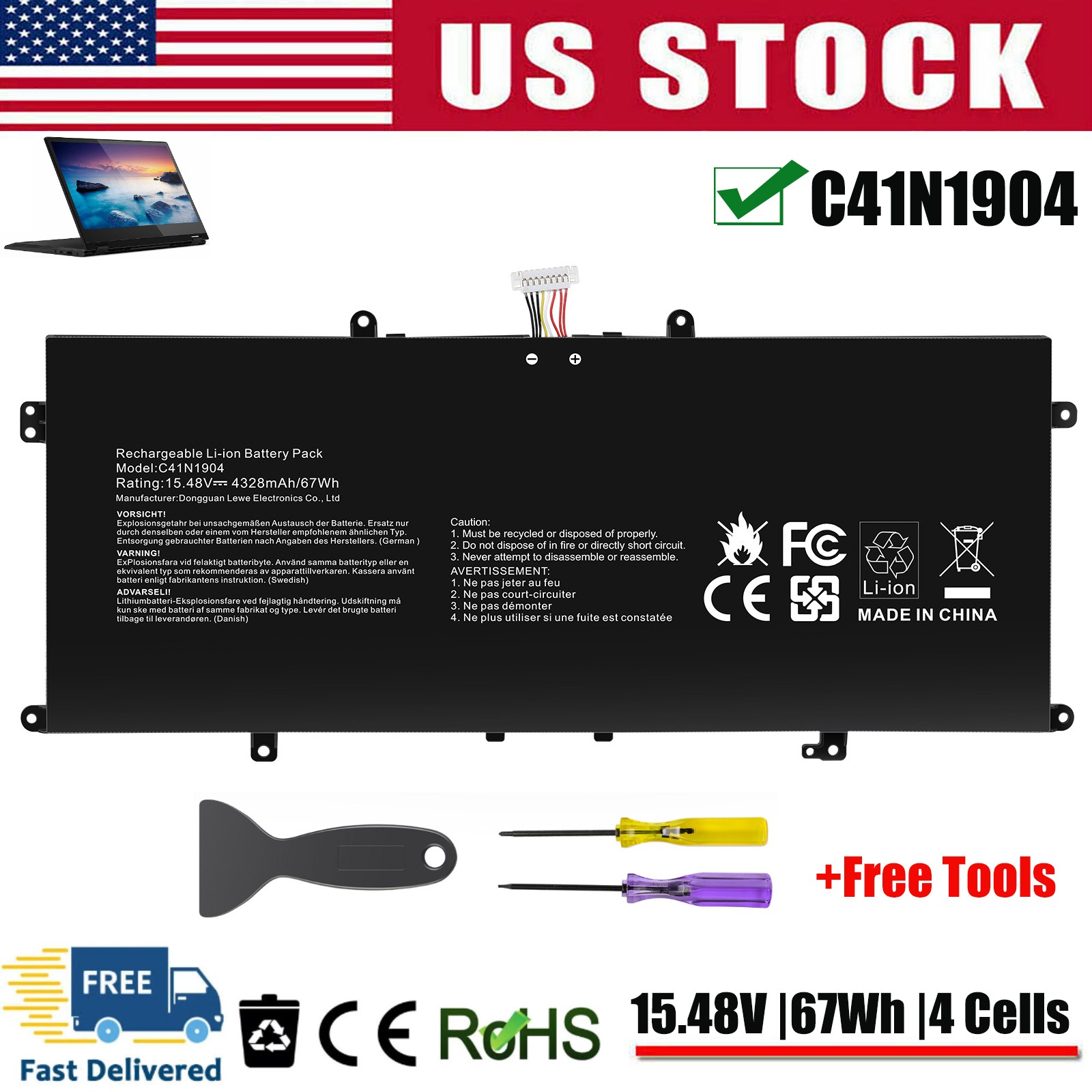C41N1904 New Replace Battery for Asus ZenBook 13 BX325JA UM325SA UM325UA UX325EA