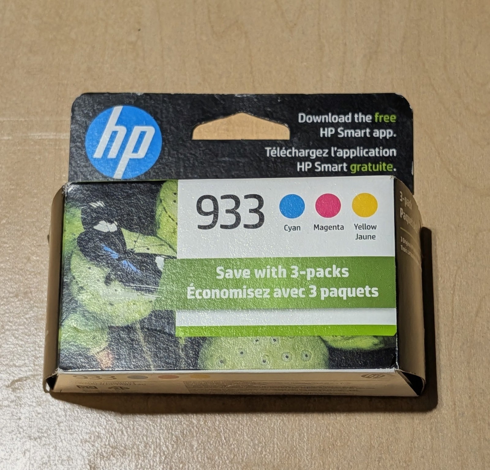 HP 933 Genuine 3-Pack Ink Cartridges, Cyan, Magenta, Yellow Exp. 12/27