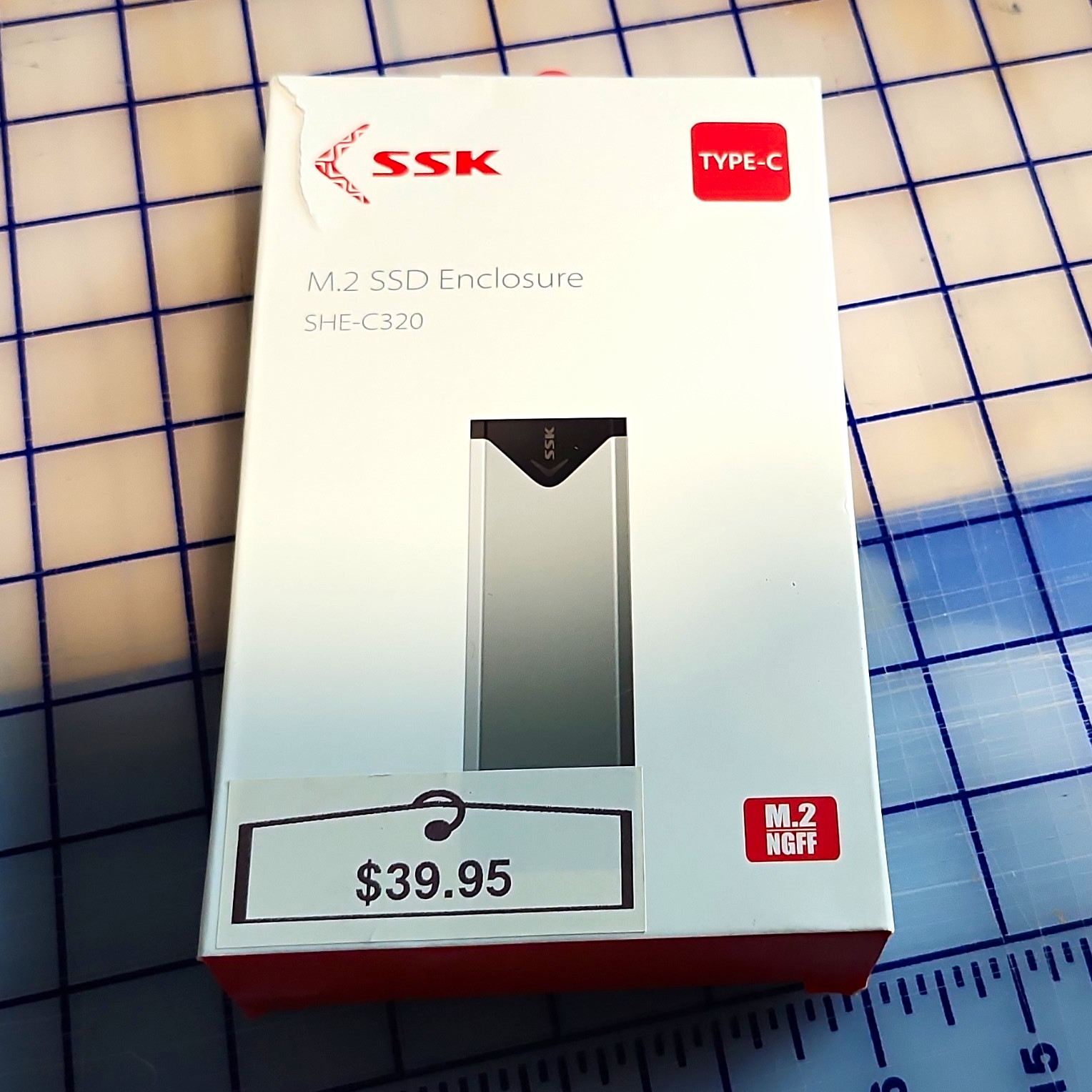 SSK SHE-C320 M.2 NGFF SSD Enclosure Case USB-C Aluminum Silver