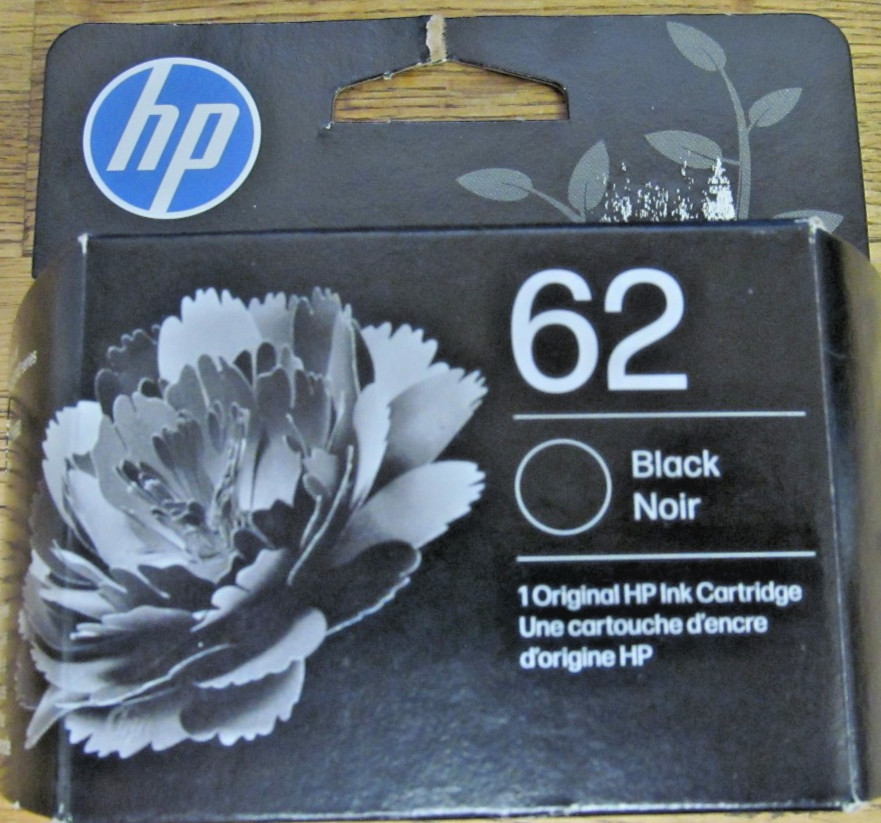 NEW FACTORY SEALED HP 62 BLACK INK CARTRIDGE EXP FEB 2028 