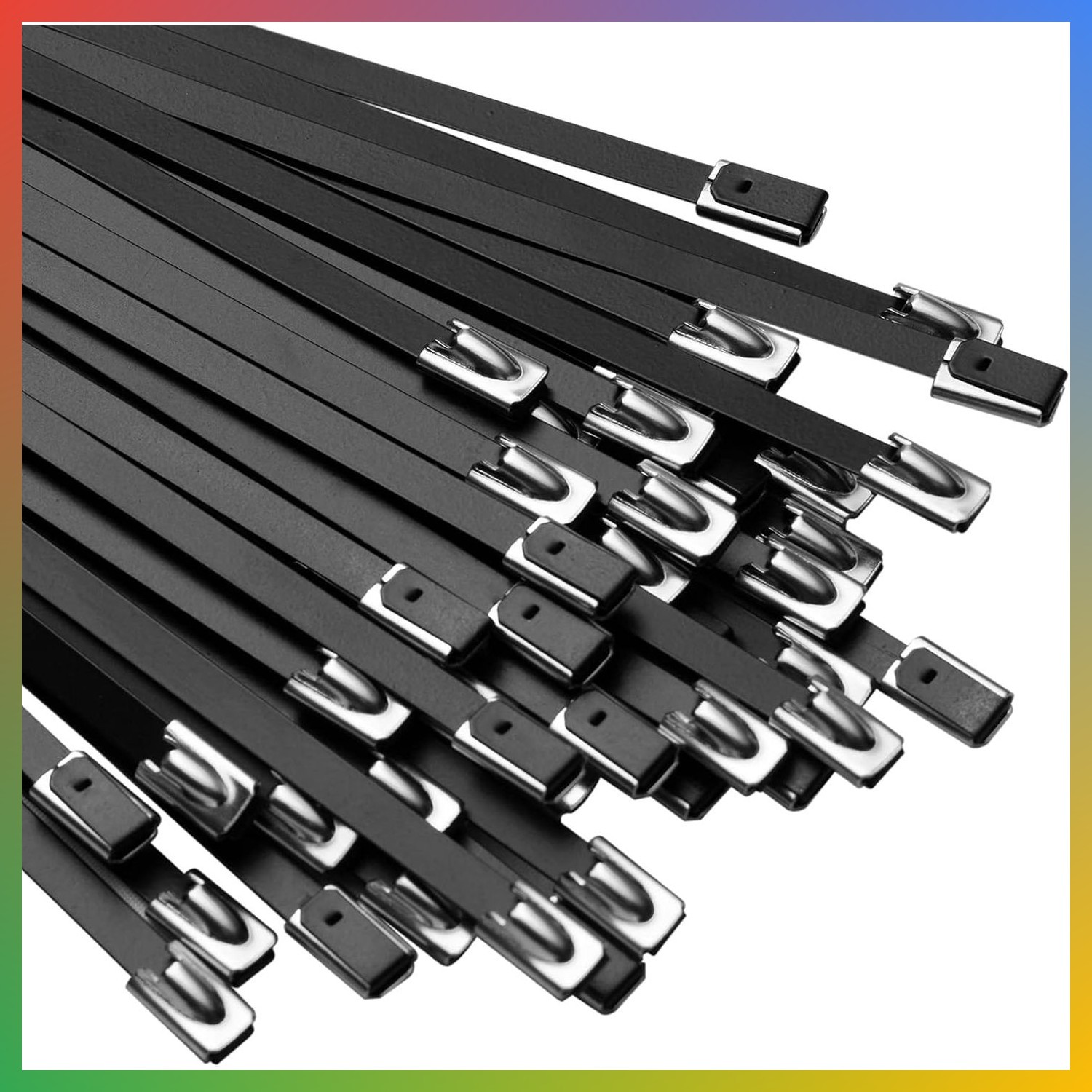 Heavy Duty Metal Cable Ties 304 Stainless Steel 23.6 Inch Black 30 PCS Self Lock