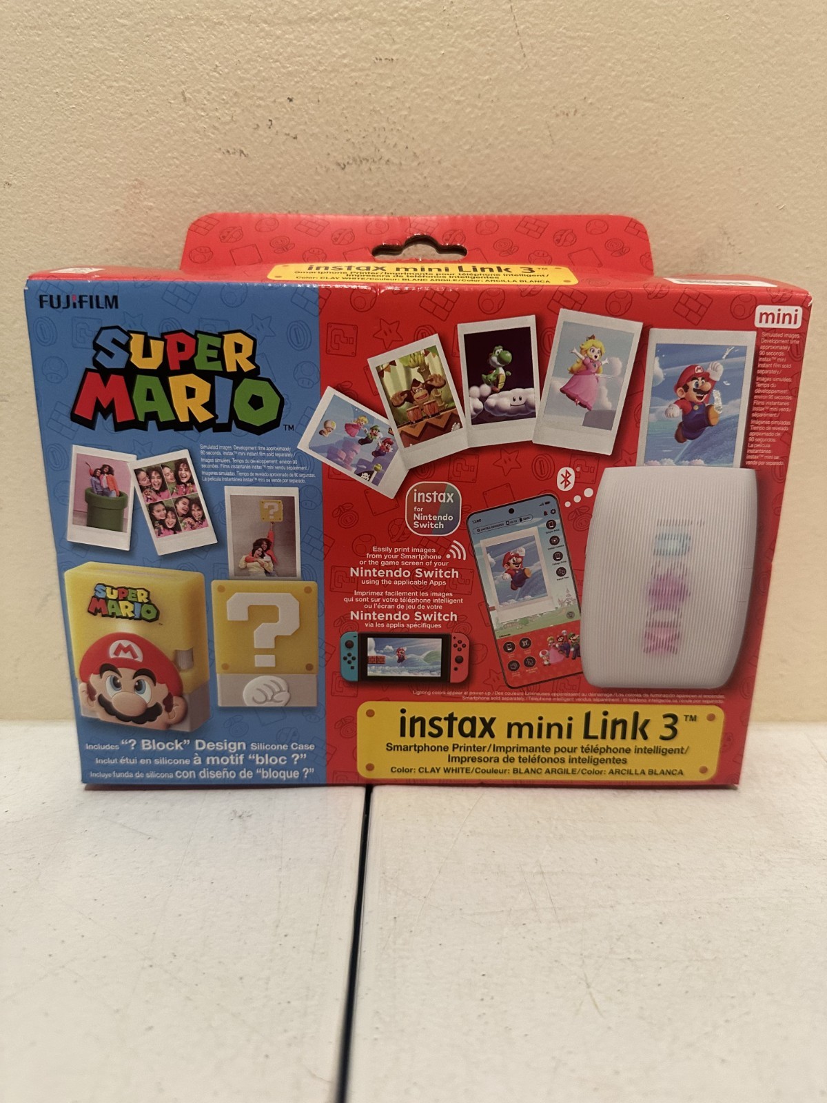 Fujifilm Super Mario Instax Mini Link 3 Smartphone Printer Clay White Switch