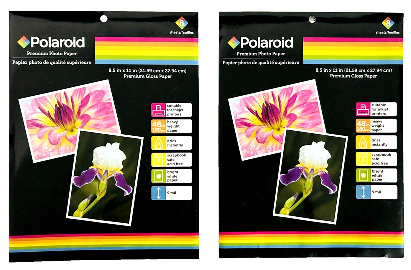 Polaroid Premium Photo Paper-Lot of 2- 8 Sheet 8.5 In. x 11 in. Sealed