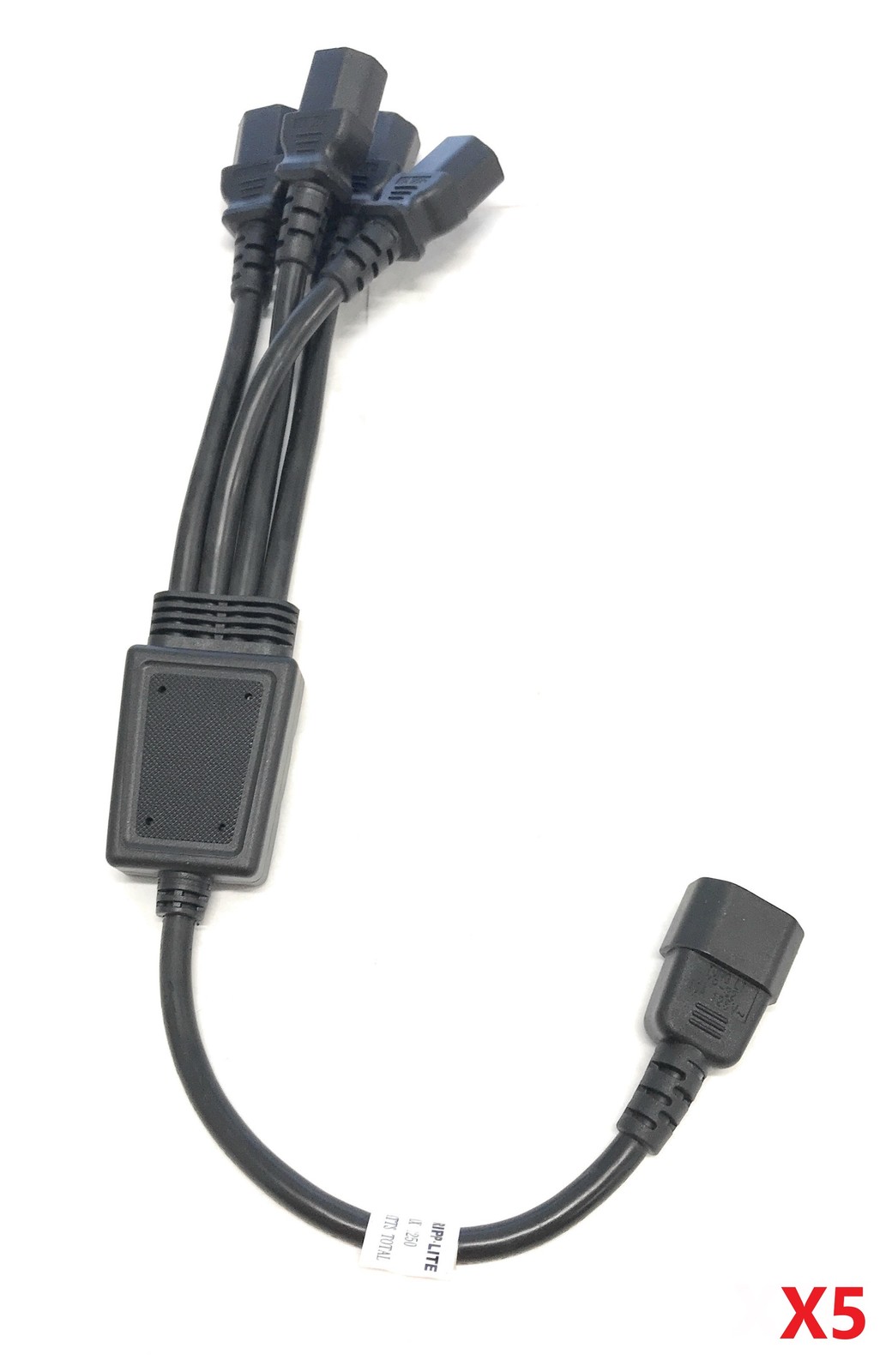 Lot of 5 Tripp Lite P004-18N-4XC13 IEC C14 to 4x C13 Y Splitter Cords 10A 18"