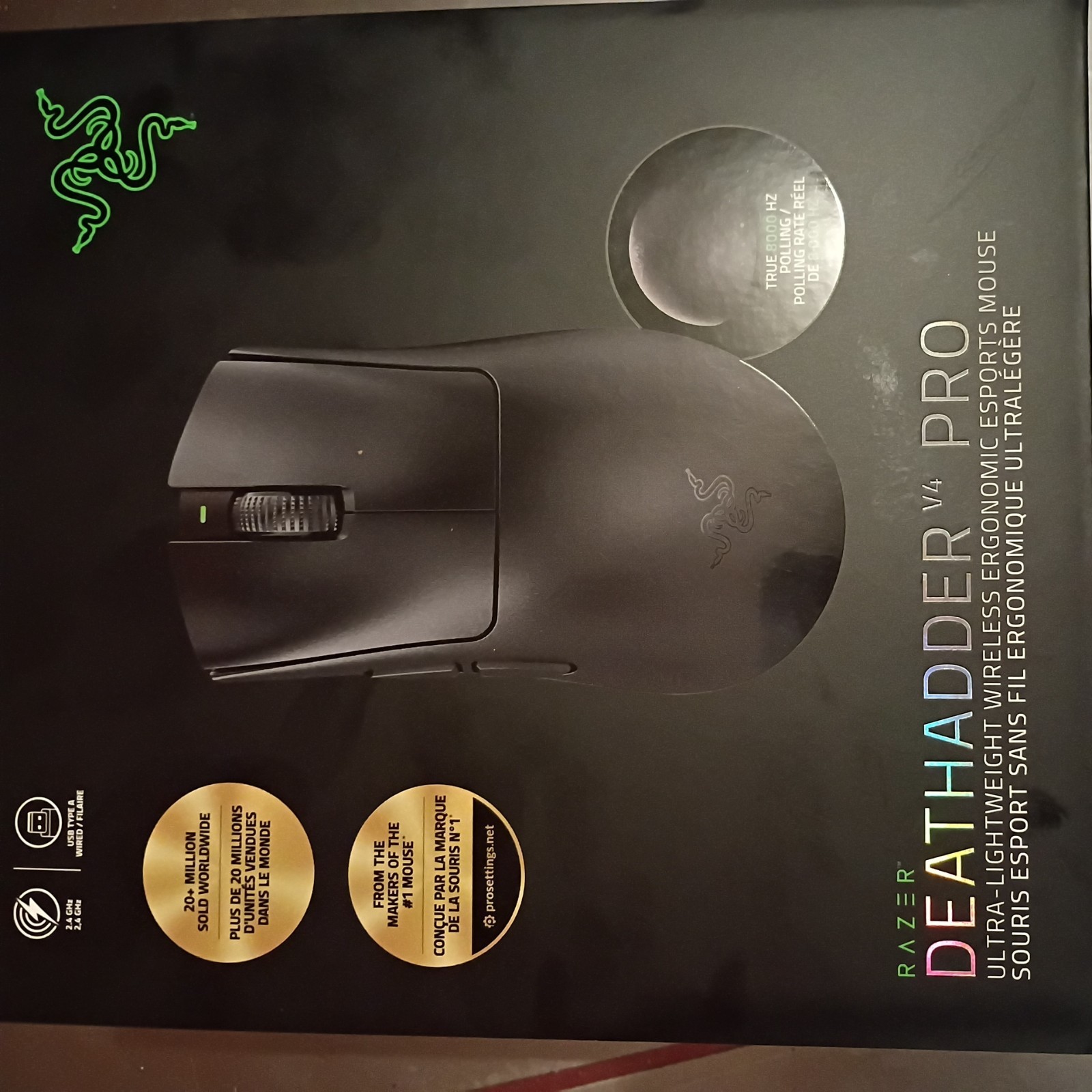 Razer Deathadder V4 Pro Wireless Esports Mouse 8000HZ Wireless NEW SEALED