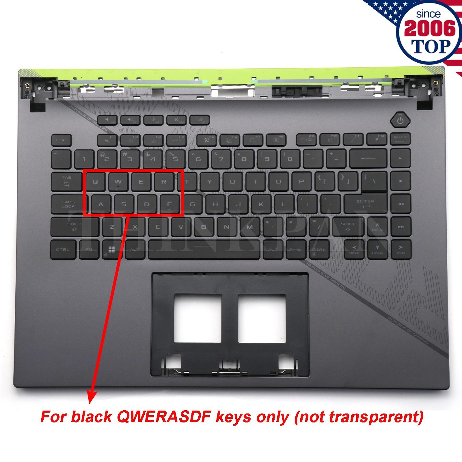 New ASUS ROG Strix G16 G614J Palmrest Backlit Keyboard US Grey Full Black Keys