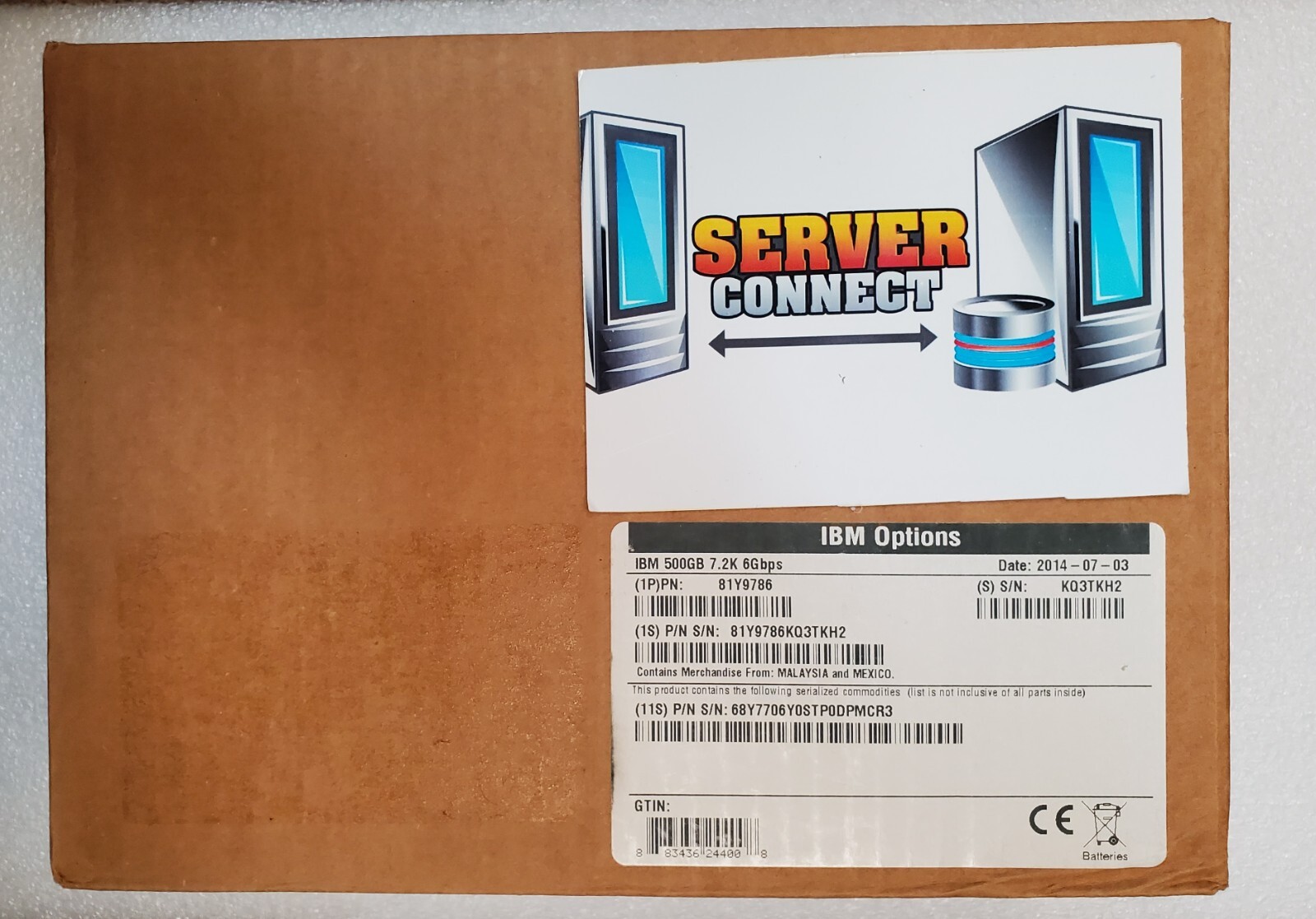 QTY-1 81Y9786 IBM 500GB 7.2K 6GBPS NL SATA 3.5" G2 HOT-SWAP HDD 81Y9787