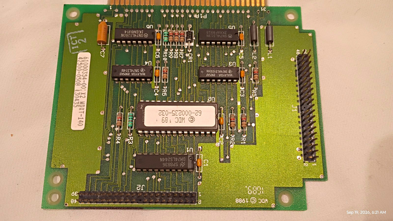 Vintage 1988 Western Digital WDC TOPSEARCH 60-000233-01 REV X0 ROM Controller
