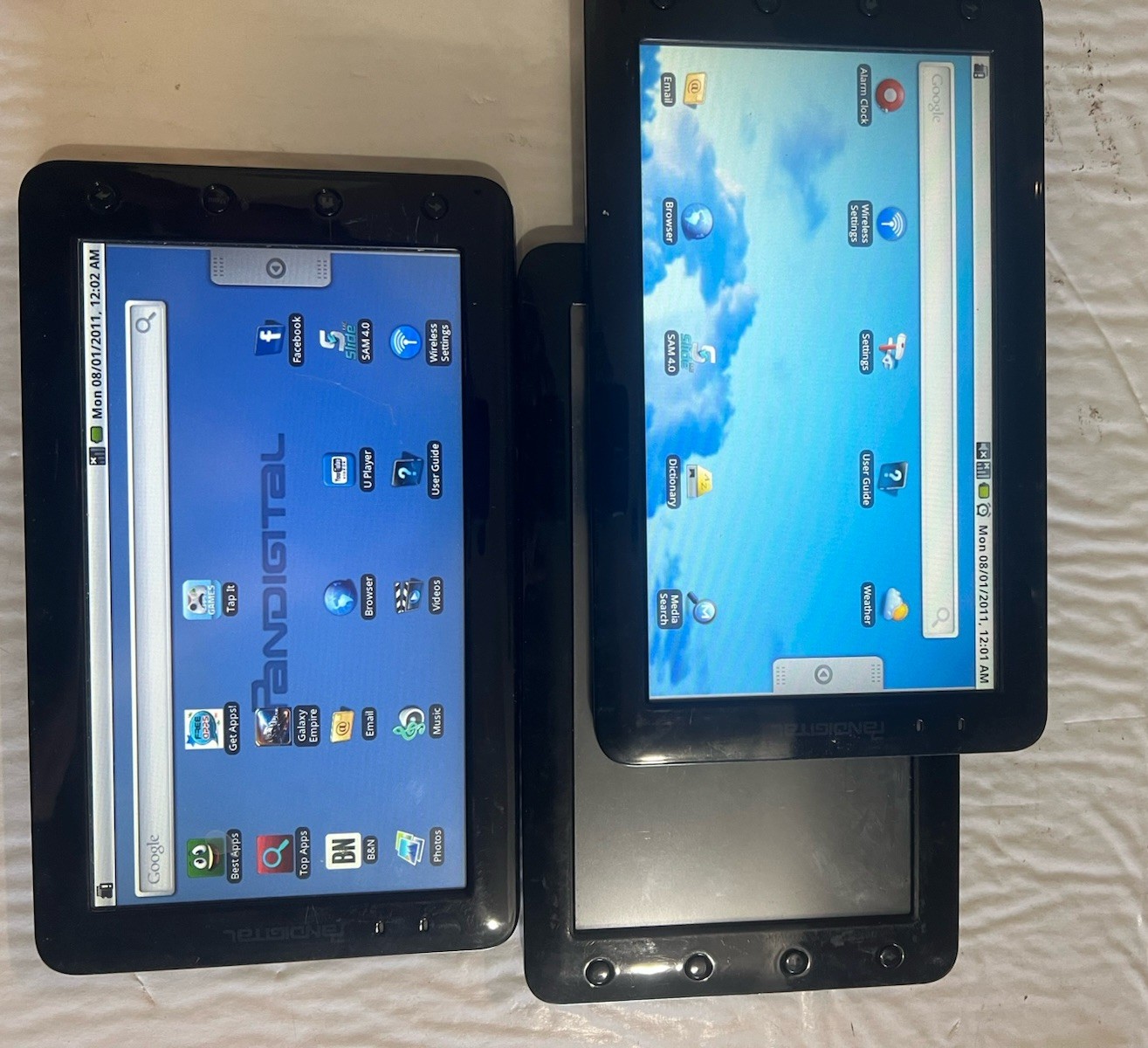 Lot Of 3 As Is Pandigital Android 2 GB 9-In Multimedia Tablet and Color eReader