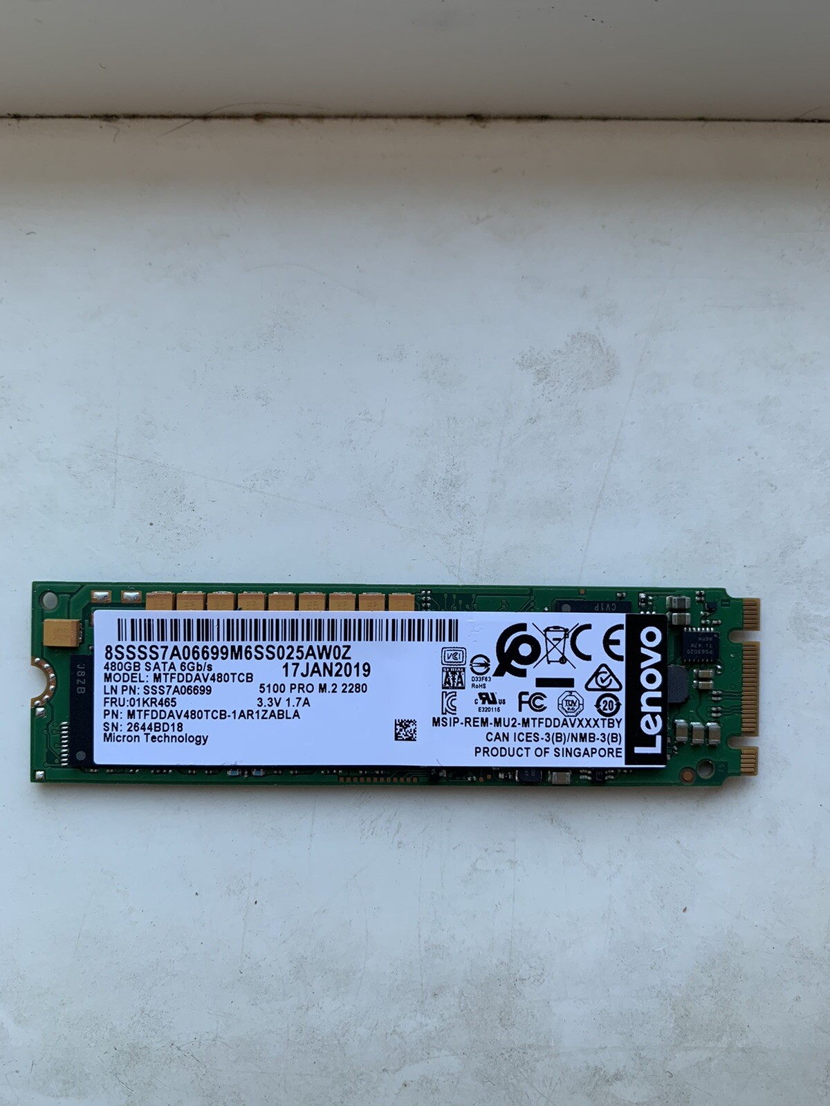 Lenovo Micron 5100 480GB M.2 2280 SATA 6Gb/s SED MTFDDAV480TCB