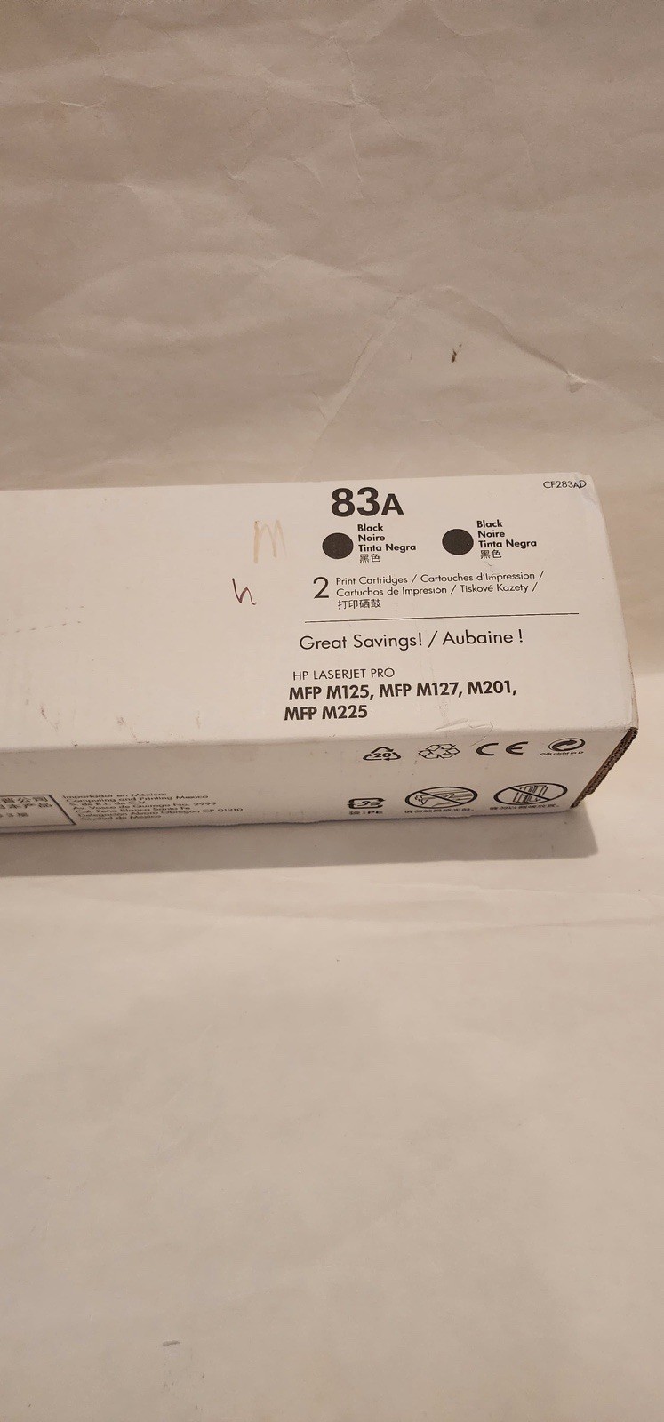HP 83A LaserJet Black Toner CF283AD New