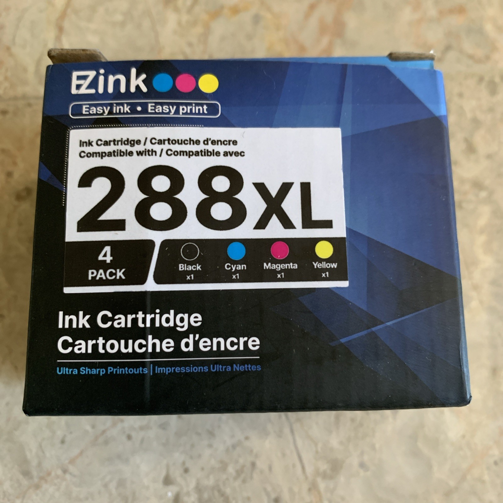 EZ ink 288XL 1 Black, 1 Cyan, 1 Magenta and 1 Yellow NEW Sealed Exp. April 2029