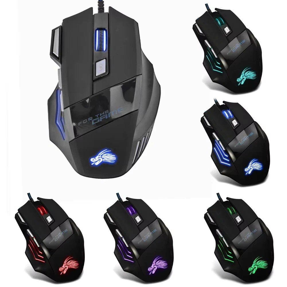 5500 DPI Gaming Mouse 7 Button USB Wired LED Breathing Fire Button Laptop PC