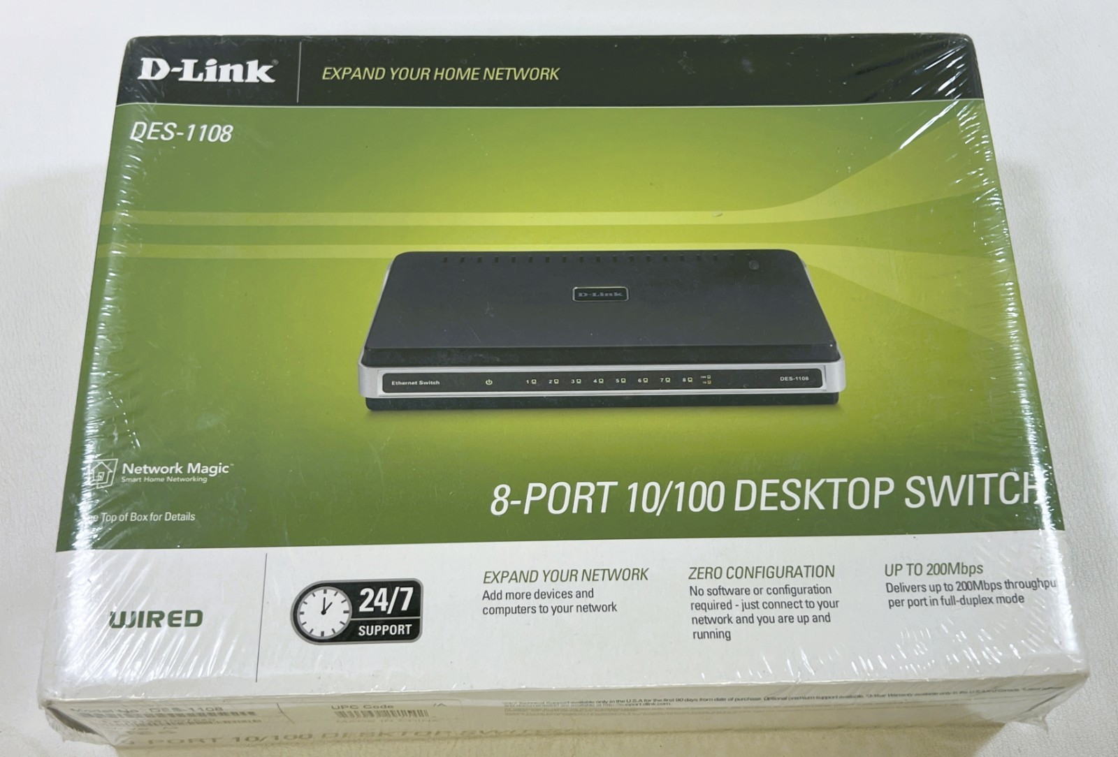 D-Link DES-1108 8-Port 10/100 Desktop External Switch - Brand New Sealed