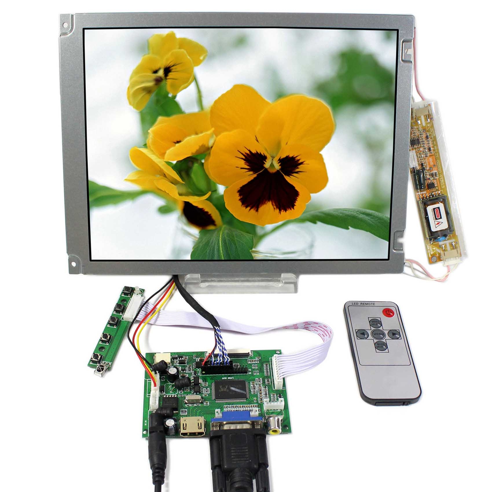 VGA CVBS HD LCD Controller Board 10.4" AA104SG04 800x600 LCD Screen