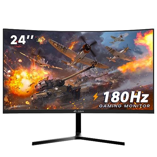  24 Inch 144hz/180hz Curved Gaming Monitor, FHD 1080P 24Inch Black FHD 180Hz 