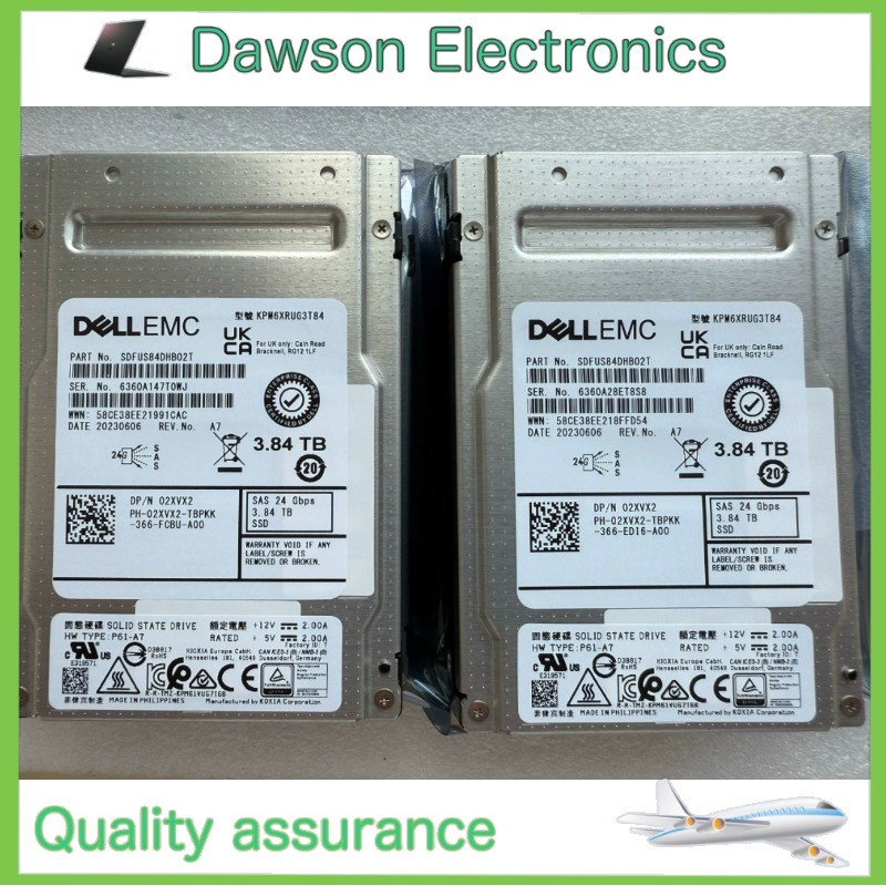 KPM6XRUG3T84 2XVX2 02XVX2 Dell EMC 3.84TB 24Gbps SAS RI TLC 2.5'' SSD 14/15/16G