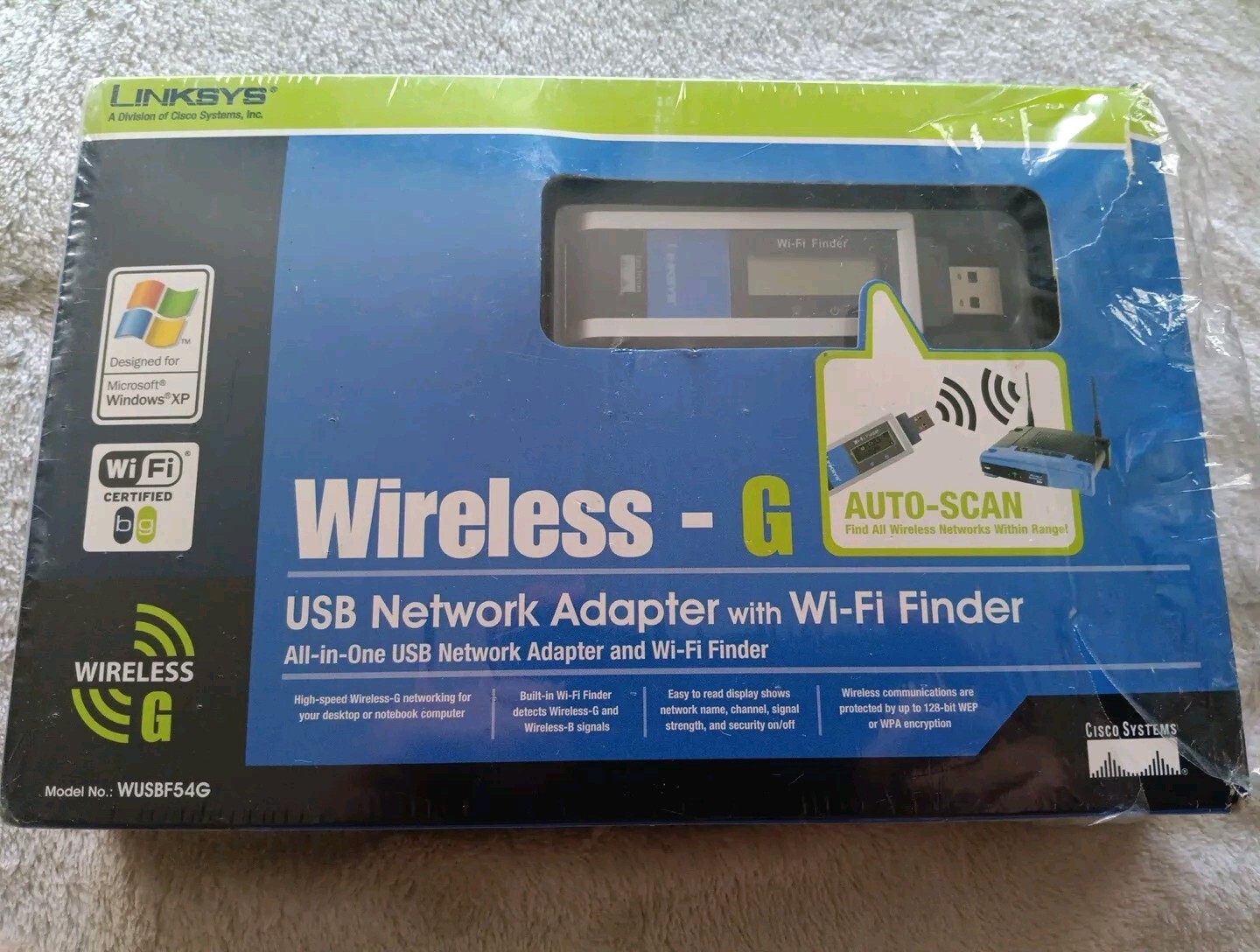 LINKSYS WIRELESS - G  USB NETWORK ADAPTER  WI-FI FINDER WUSBF54G