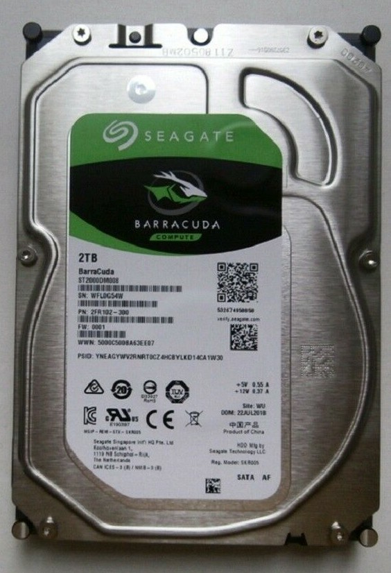 Seagate BarraCuda 2TB Internal Hard Drive 3.5" SATA 6Gbs 7200 RPM (ST2000DM006)