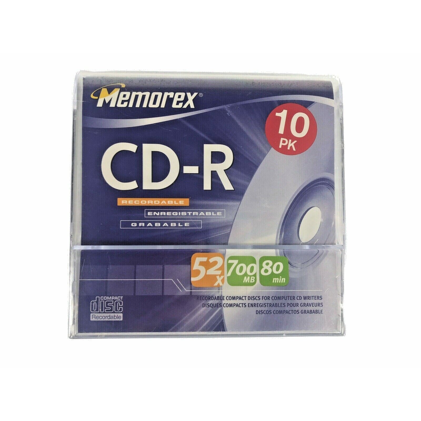 Memorex CD-R 52x 700MB 80 Min Discs in Paper Sleeves #32024547, 10 Pack, SEALED