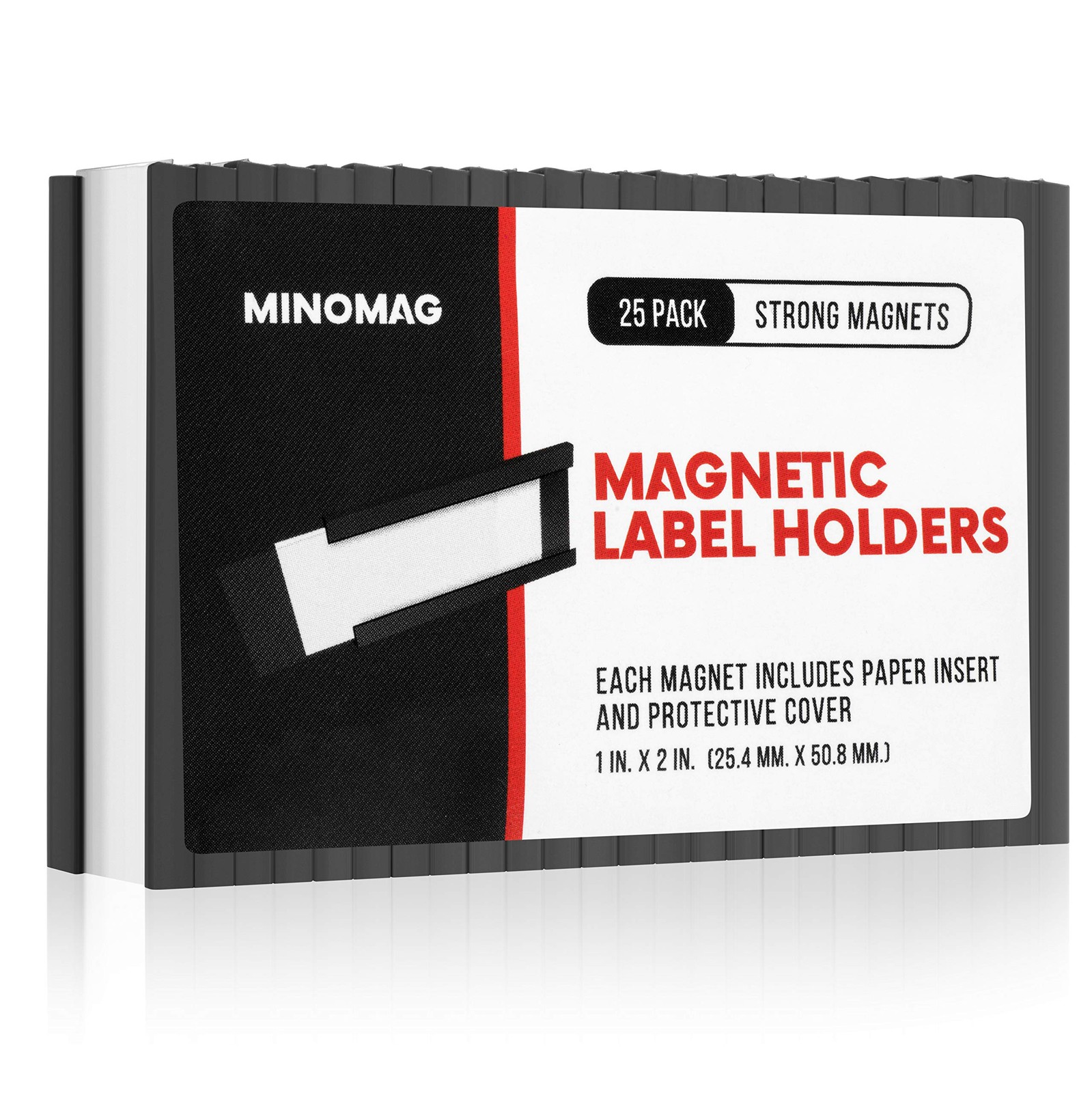 25pcs Magnetic Tool Box Labels 1x2 Inches | C Channel Magnetic Label Holders For