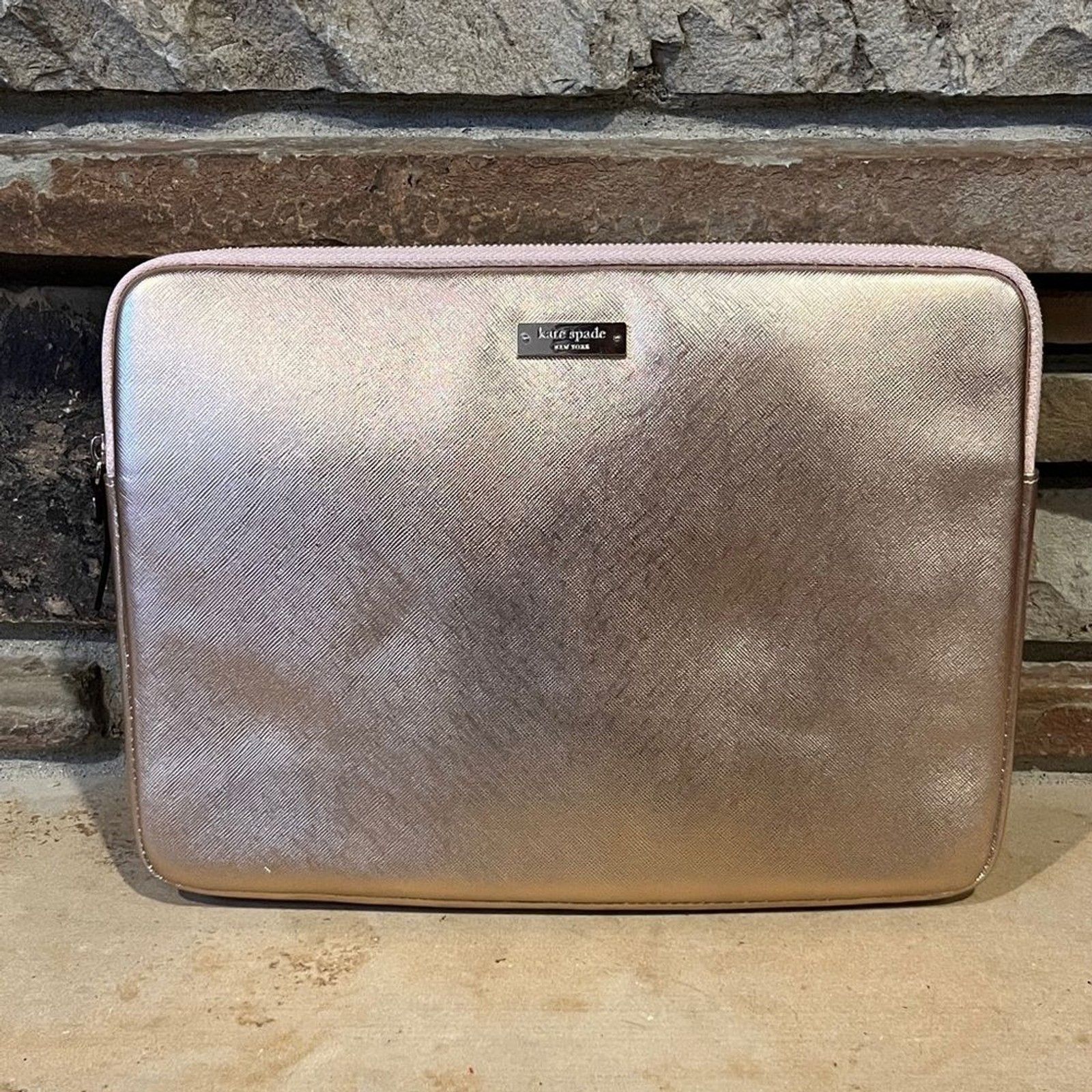 Kate Spade Rose Gold Metallic Laptop Sleeve