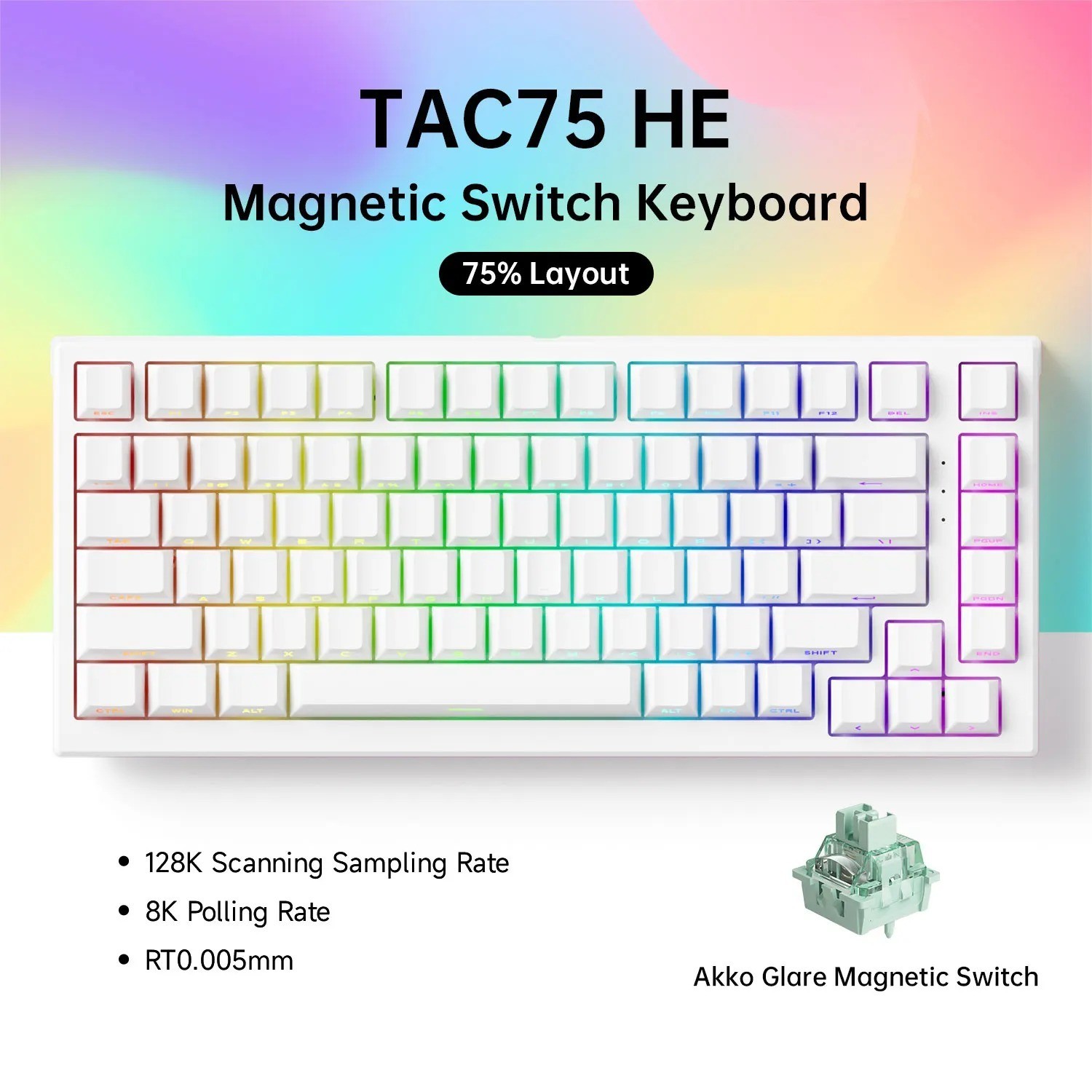 AKKO TAC75 HE Magnetic Switch 75% Gaming Keyboard 8K Wired RGB Hot-Swap