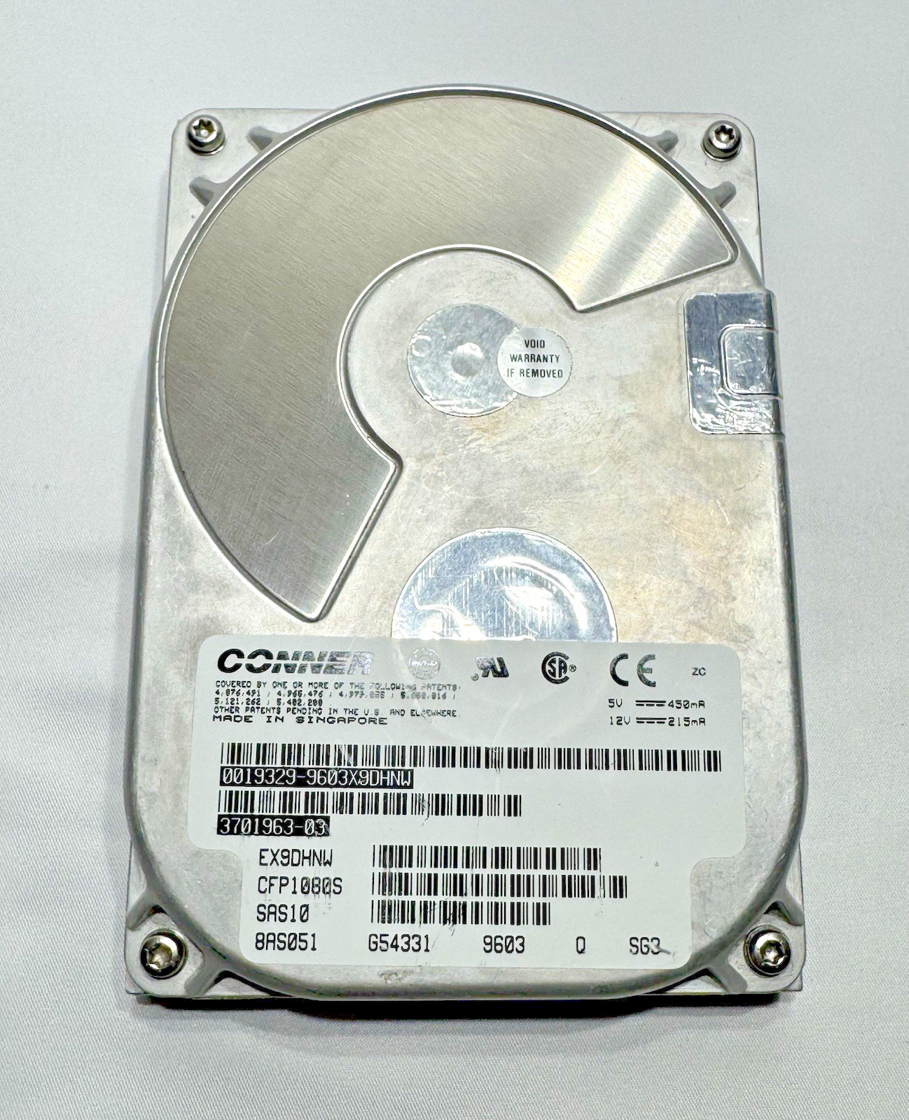 Sun 370-1963 1.05GB 3.5" 5400 RPM Single Ended Fast SCSI HDD - Conner CFP1080S