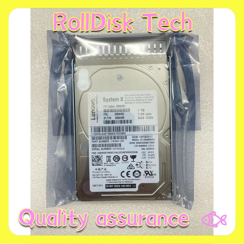 New Lenovo / IBM 00NA491 00NA492 1TB 7.2K 12Gbps NL SAS 2.5" G3HS HARD DRIVE