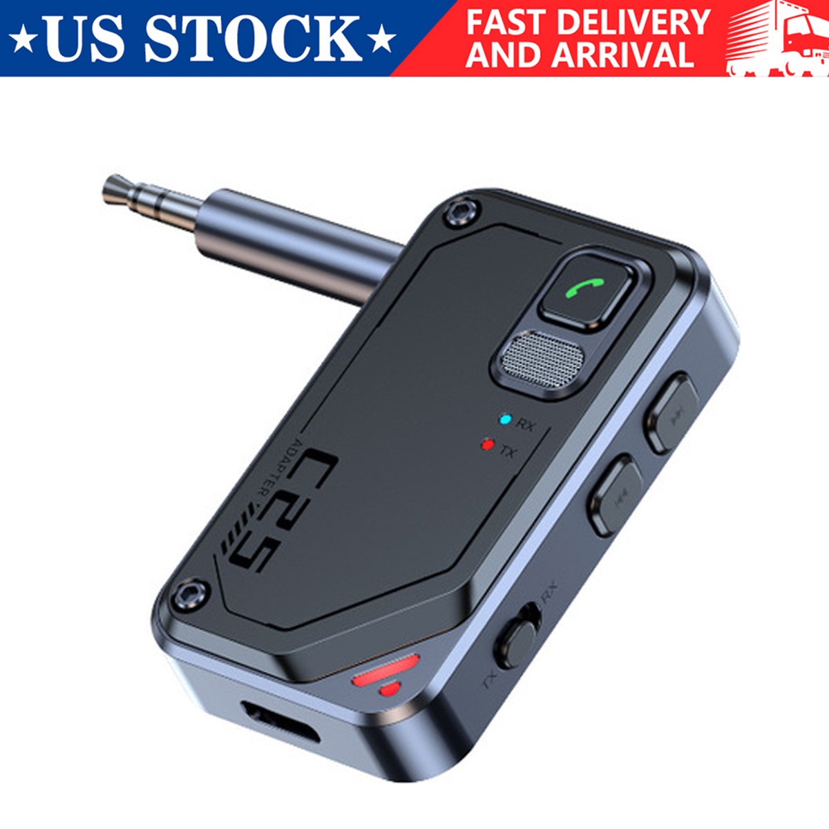 NEW Bluetooth5.3 Car Wireless Transmitter Receiver Adapter AUX Audio 3.5mm Jack