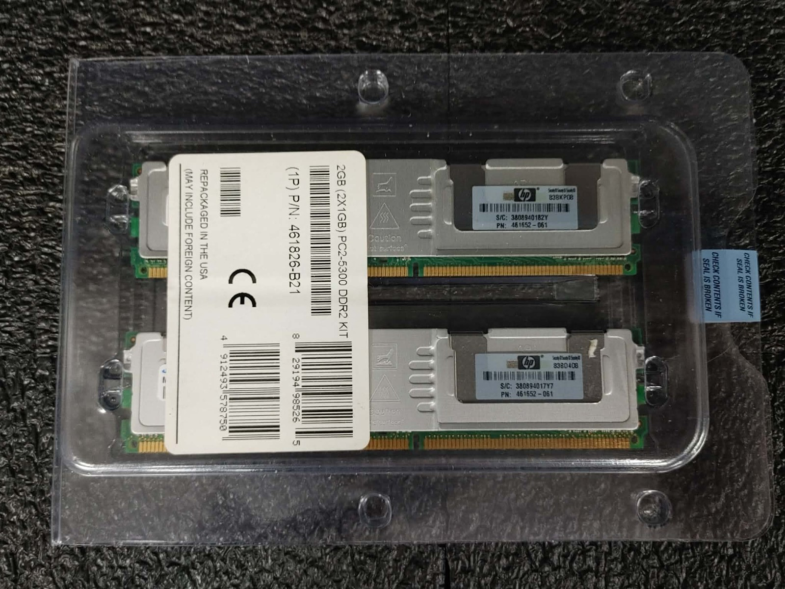 HP 2GB(2x1GB) 1Rx8 PC2-5300F (DDR2-667) DDR2 ECC Server Memory Ram