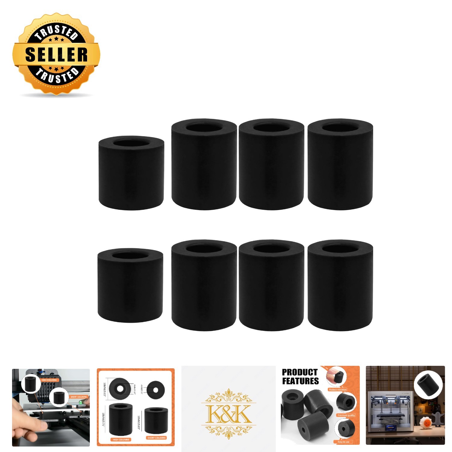 Versatile 12-Piece Silicone Bed Mounts for Enhanced 3D Printing Stability